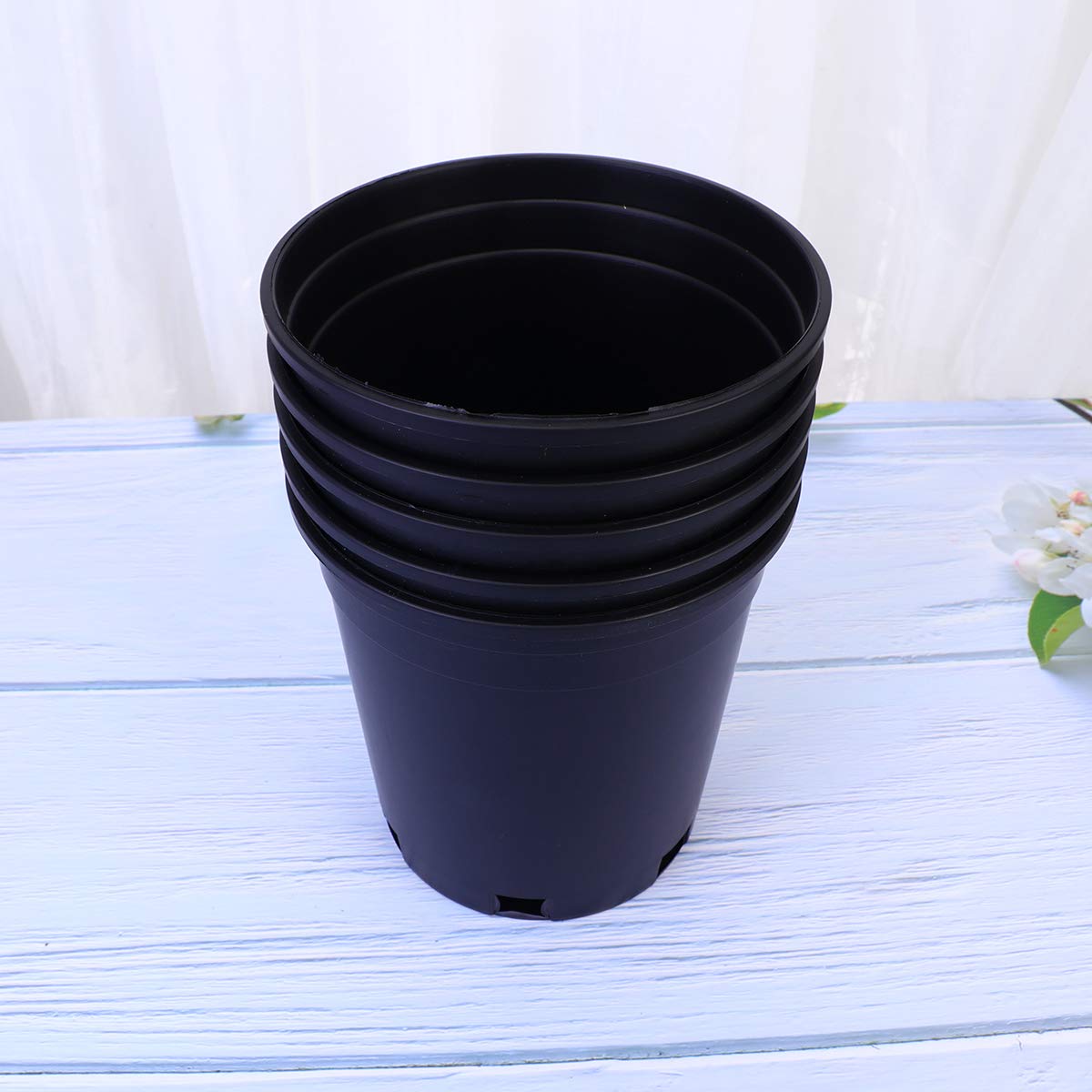 **Cabilock 5-Pack Thick Plastic Round Plant Pots - 1 Gallon Tree Growing Bucket, Balcony Garden Planters for Indoor & Outdoor Plants (Black) - Perfect for Herbs, Flowers, and Small Trees**