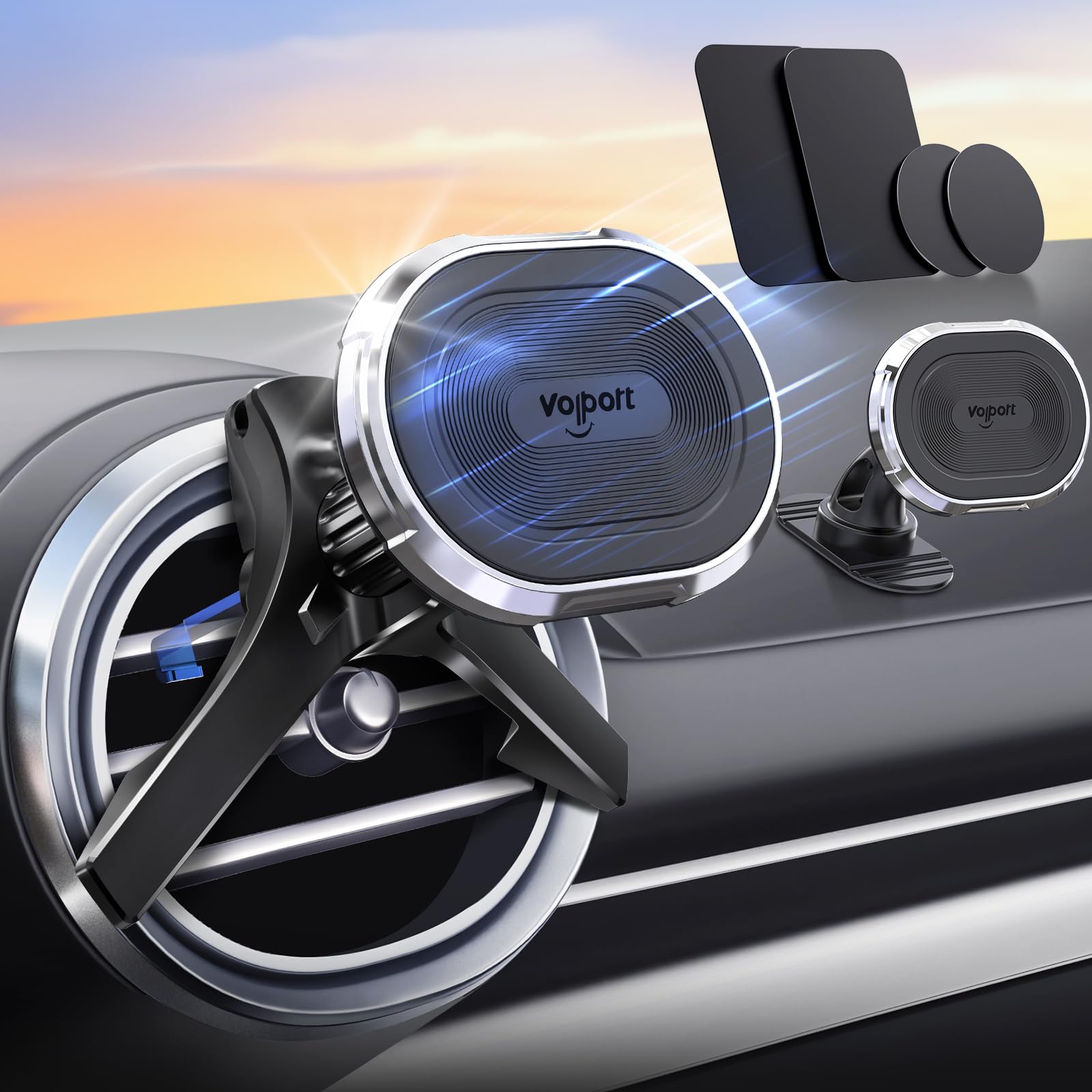 Volport Strong Magnetic Phone Mount for Car - Universal Vent & Dashboard Holder for iPhone 16/15/14/13/12 Pro Max, Samsung S24 Ultra & All Smartphones - Perfect for Driving, Navigation & Hands-Free Calling