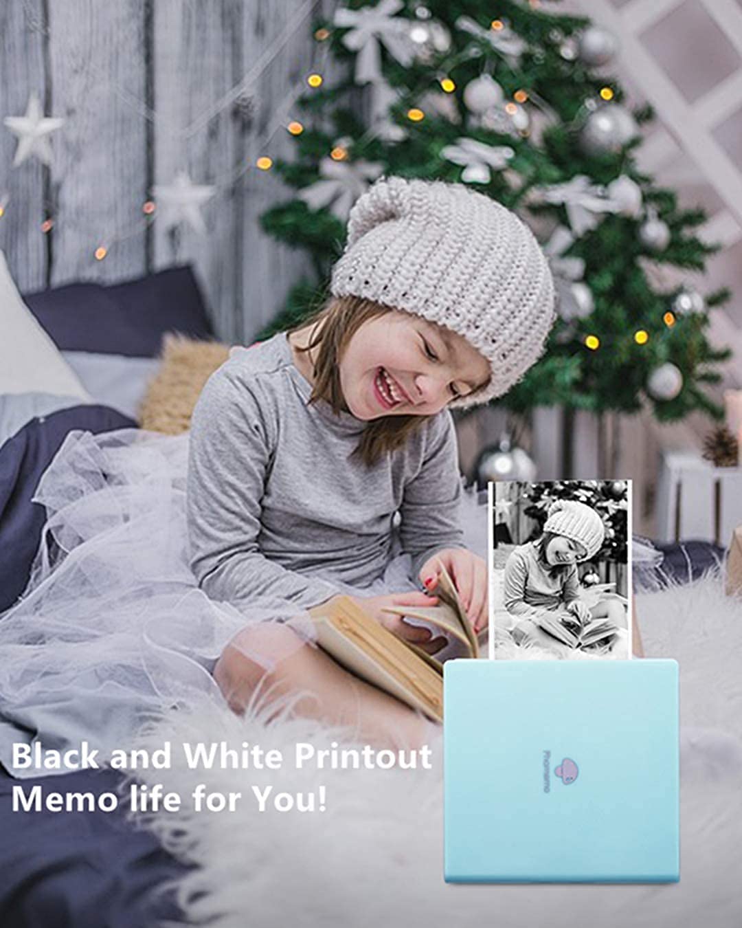 Phomemo Mini Bluetooth Label Maker - Portable Thermal Printer with 1 Roll Transparent/Silver/Gold Glitter Sticker Paper | Perfect for Home, Office, School & Craft Organization