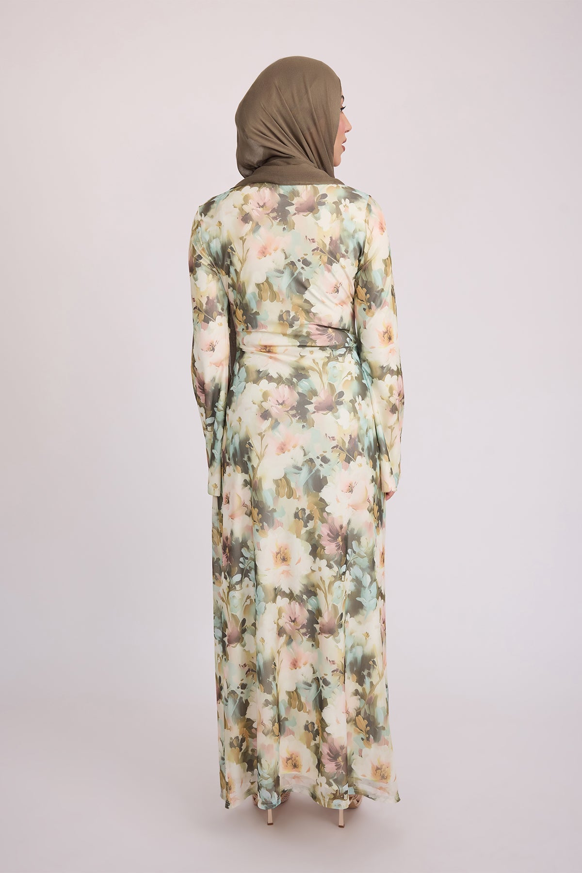 Tatiana Women's Sage Green Satin Maxi Dress with Bell Sleeves - Elegant Long Formal Gown for Weddings, Parties & Special Occasions