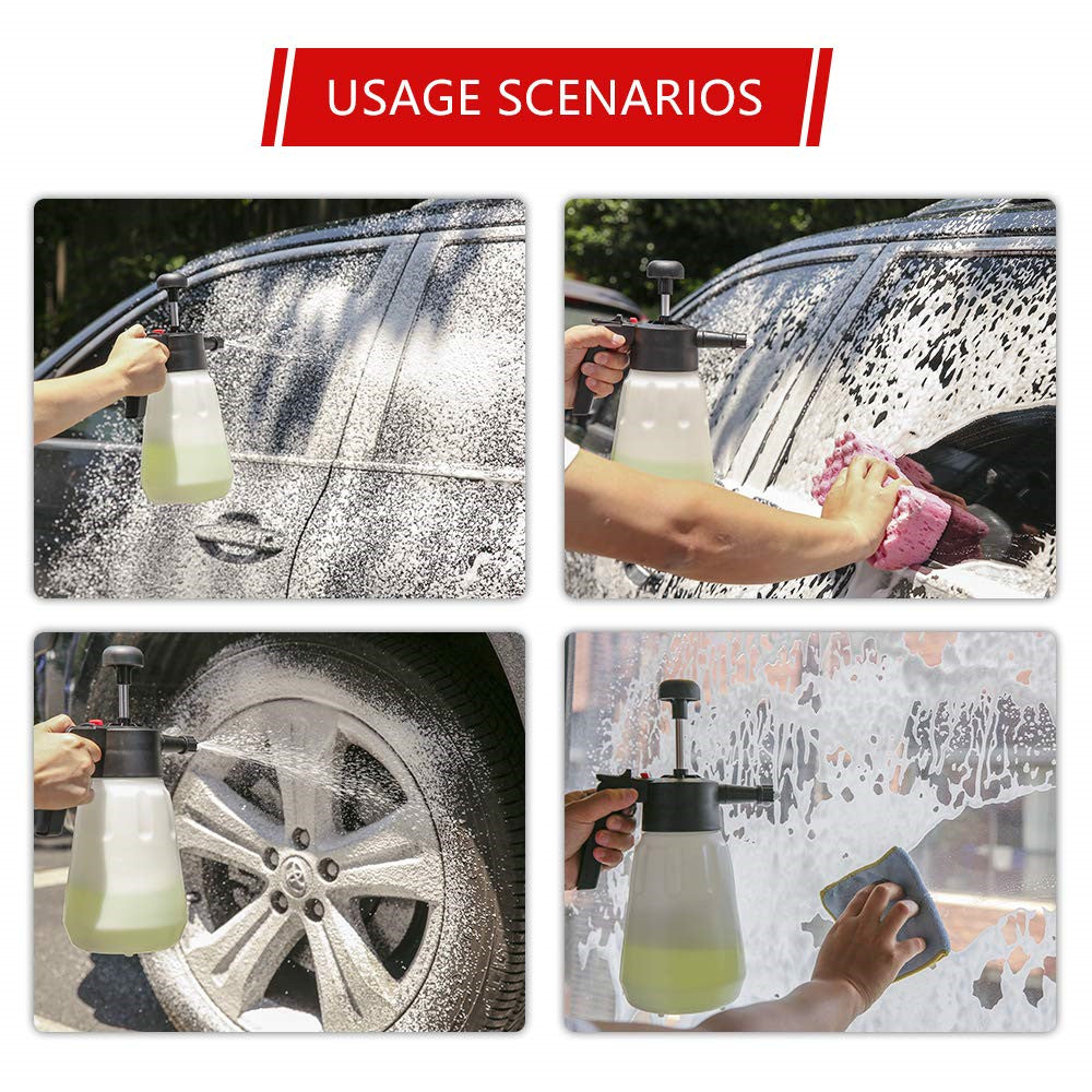 1.5L Hand Pump Foam Sprayer - Heavy Duty Foam Applicator for Car Wash, Cleaning & Gardening | Multi-Purpose Foam Spray Bottle for Detergent, Soap & Chemical Solutions