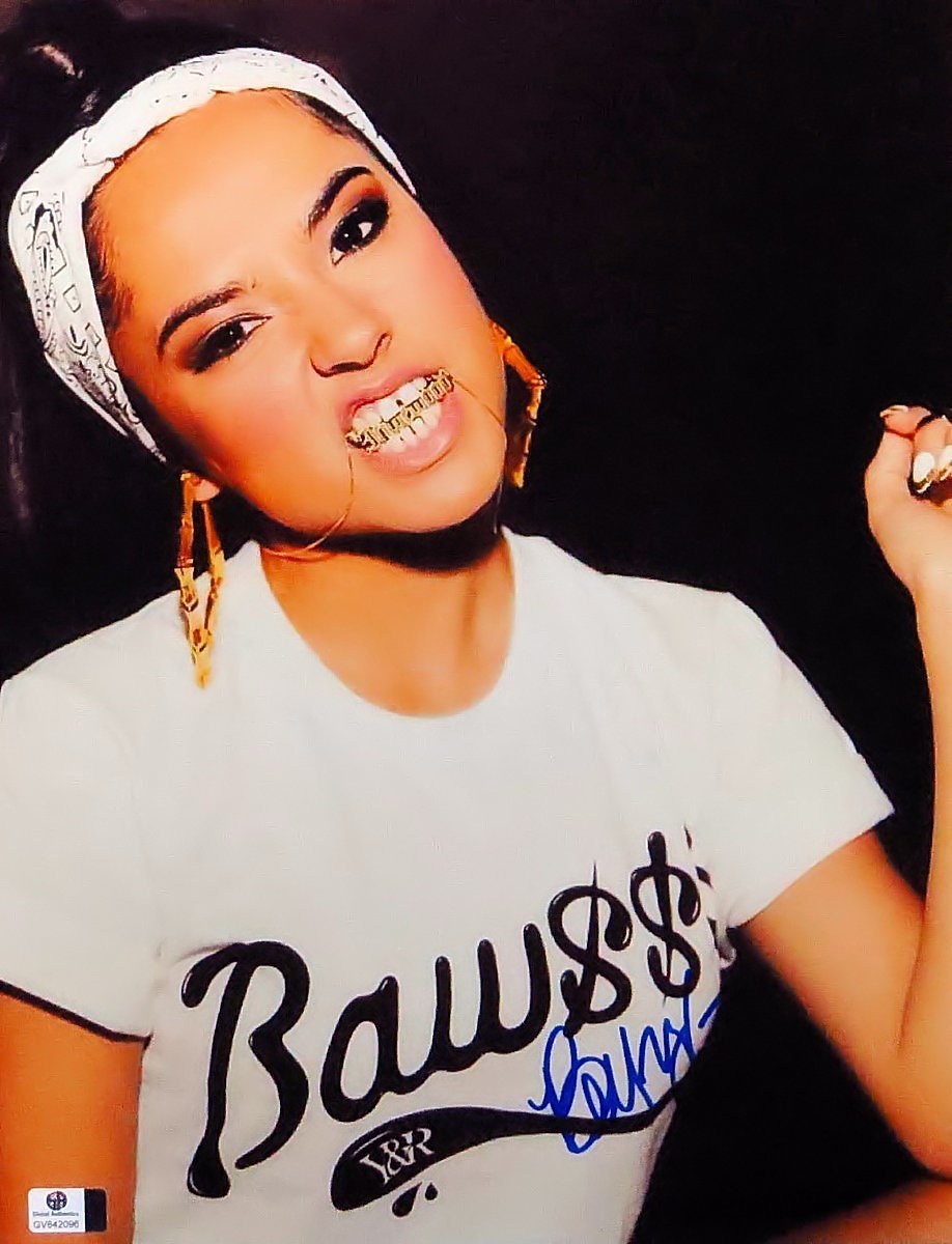 Becky G Signed Autographed 11x14 Photo - Limited Edition Collectible with Sexy Chain in Mouth Pose - Perfect for Fans, Memorabilia Collectors & Home Decor (GV842096)