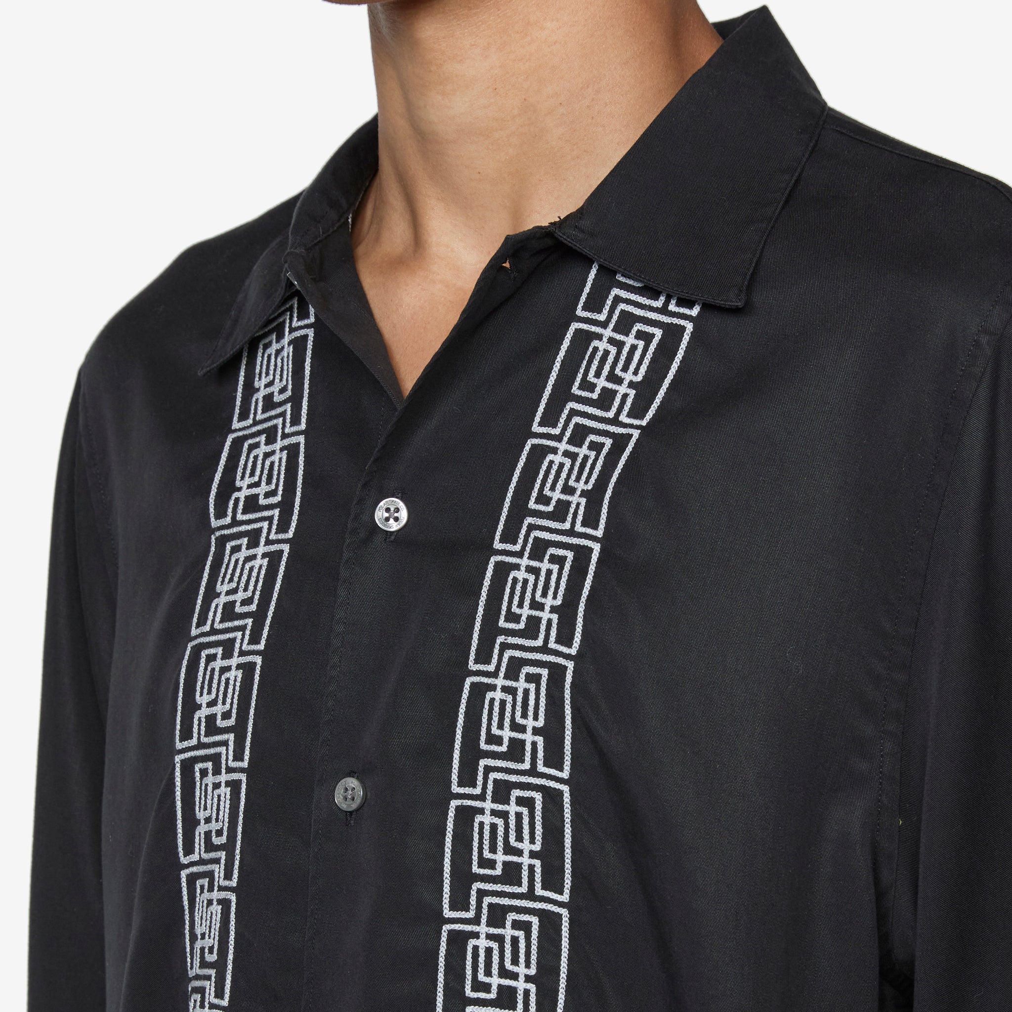 Men's Double P Black & White Bowling Shirt - Retro Style for Bowling Leagues, Parties & Casual Wear