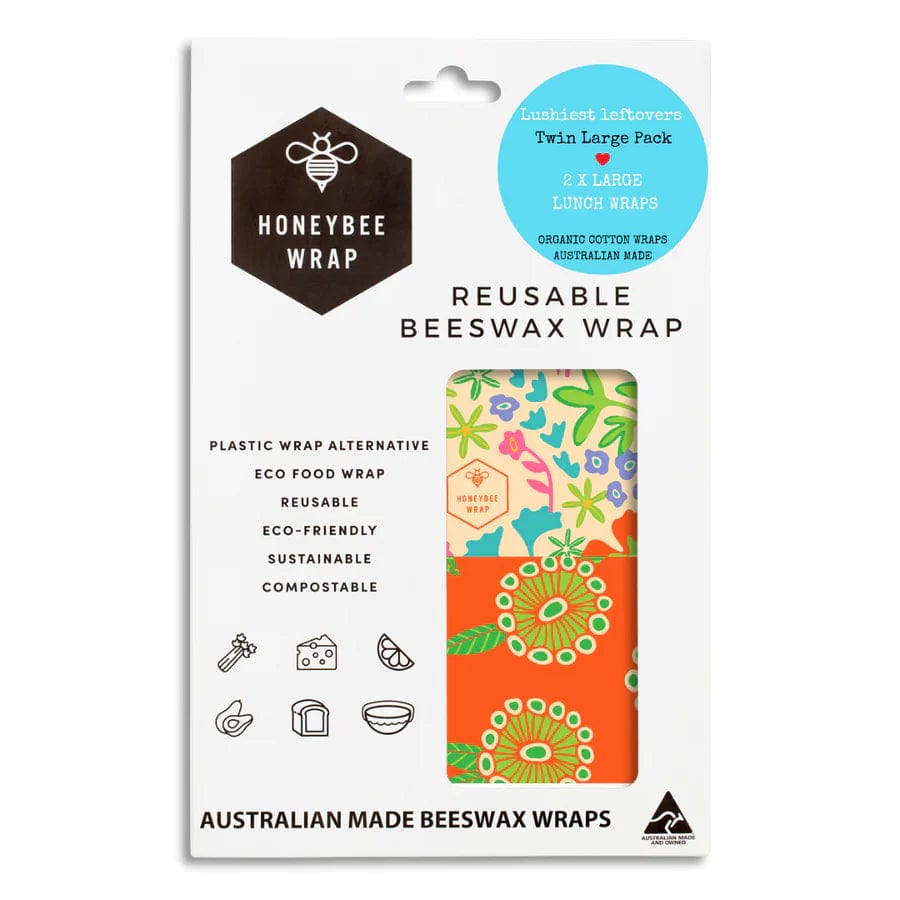 Eco-Friendly Reusable Beeswax Food Wraps - Large Twin Set for Sustainable Food Storage | Perfect for Sandwiches, Fruits & Leftovers