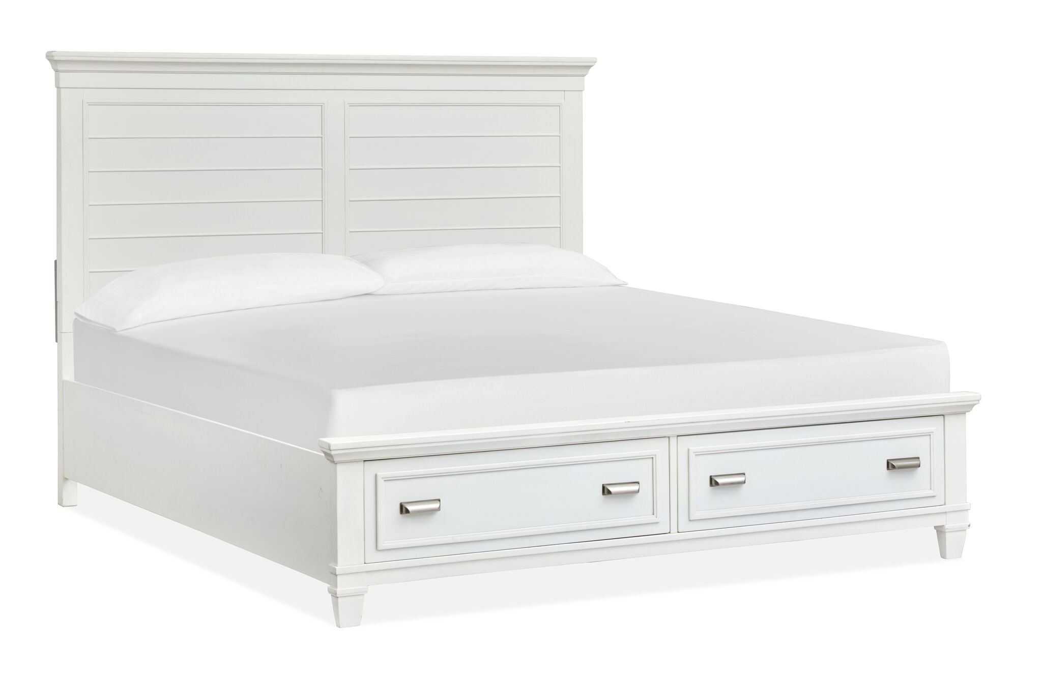 Charleston 3-Piece King Size Storage Bed in Dove White - Modern Bedroom Furniture with Underbed Drawers for Space Saving Storage