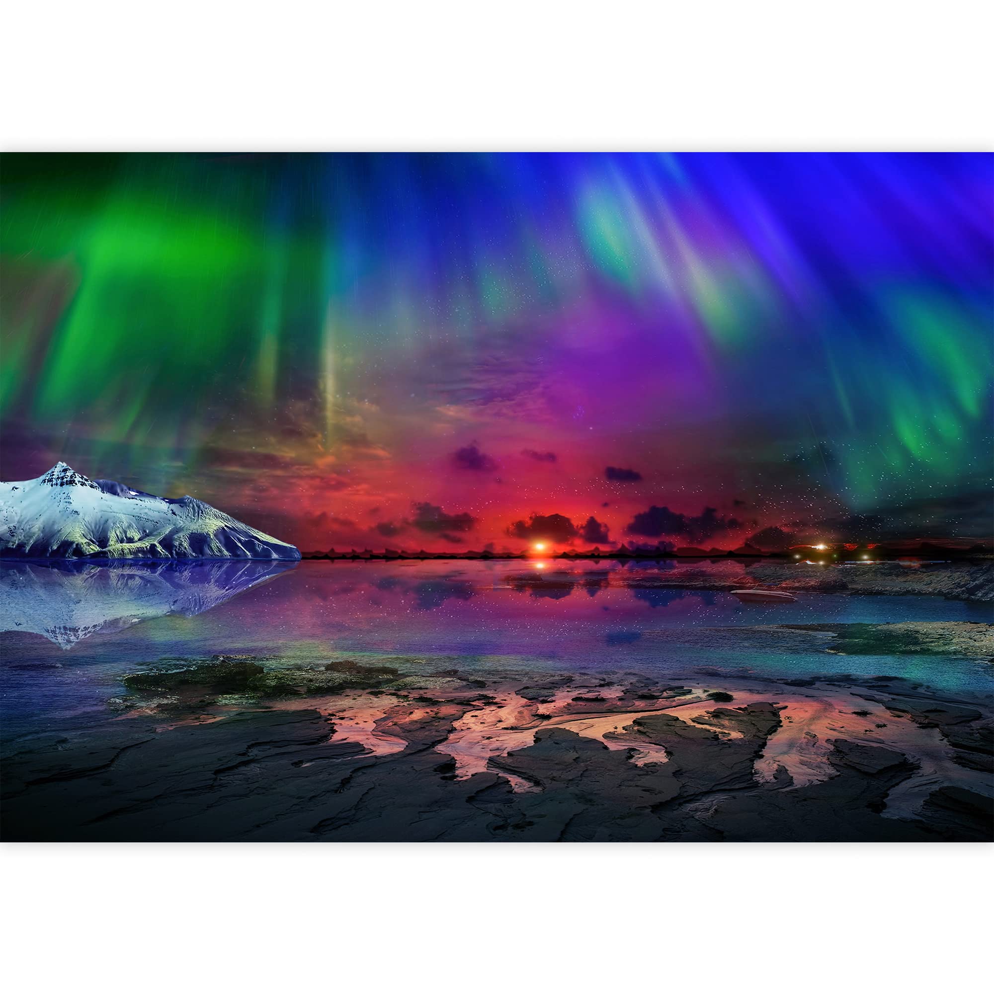 Wall26 Removable Wall Sticker - Northern Lights Ocean Horizon Nature Photography Mural (66