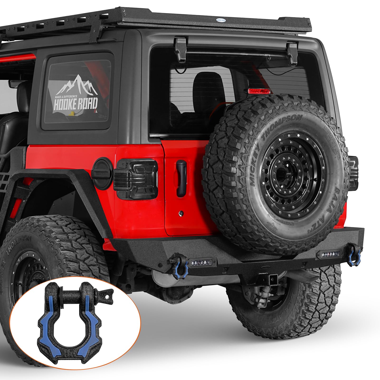 Heavy Duty u-Box Rear Bumper with Hitch Receiver & 2x LED Floodlights for Jeep Wrangler JL & JLU (2018-2025) - Off-Road Protection & Towing Accessory for Adventure & Trail Riding