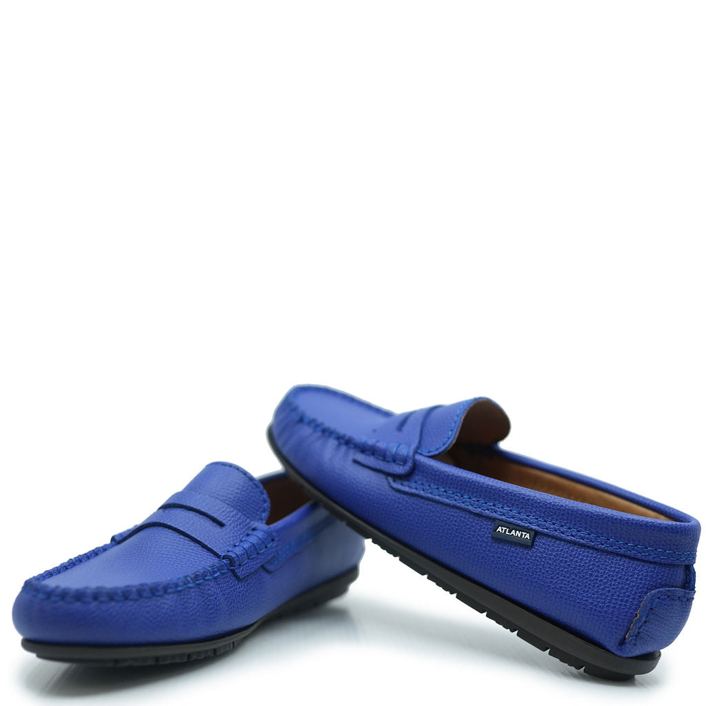 Atlanta Moccasin Cobalt Grain Penny Loafers for Men - Comfortable Slip-On Dress Shoes for Business, Office & Casual Wear