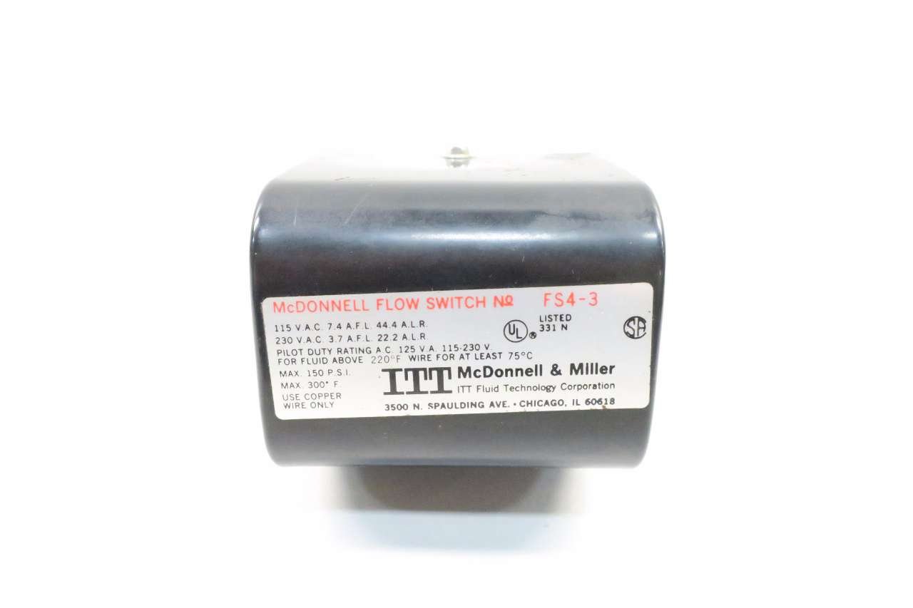 ITT FS4-3 McDonnell & Miller Flow Switch D541083 - Industrial Liquid Flow Monitoring for HVAC, Plumbing & Water Treatment Systems