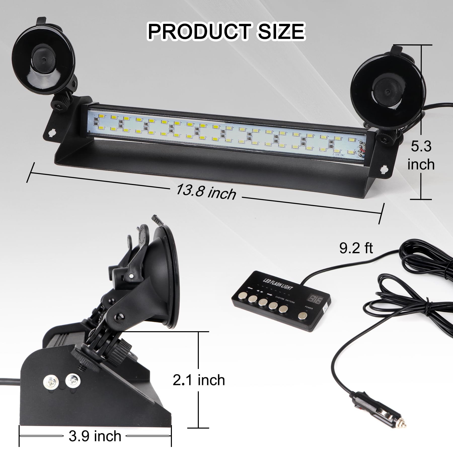 80 LED Emergency Dash Strobe Light Bar for Trucks - 2x14 Inch Amber/White Hazard Warning Lights - Interior Windshield Visor Flashing Safety Lights for Construction Vehicles & Emergency Scenes - Perfect for Roadside Assistance, Traffic Control, and Nighttime Visibility