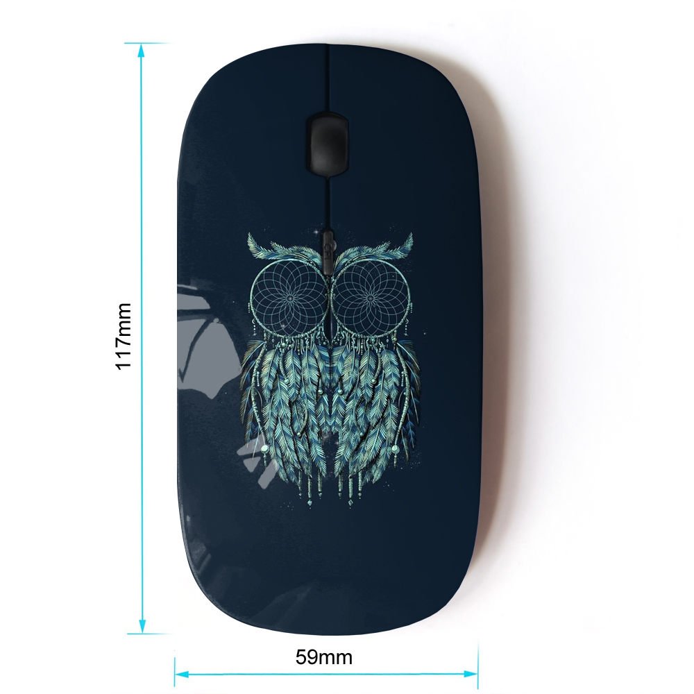 2.4G Wireless Optical Mouse with Owl Moon Art - Mystical Eyes Design for PC, Laptop, Office & Gaming - Ergonomic Silent Click for Home & Work Use