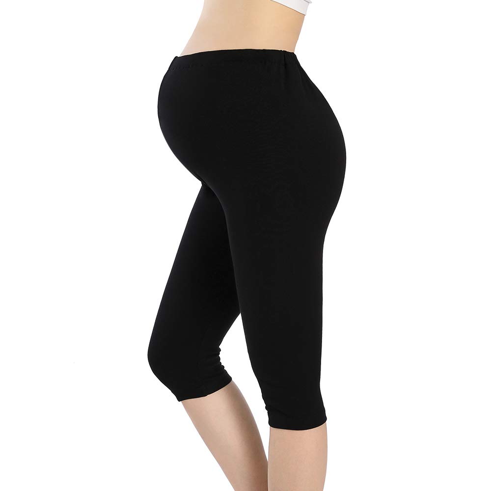 QingWan Maternity Shorts - Over The Belly Pregnancy Capri Leggings for Women, Comfortable Workout Shorts for Yoga, Gym & Everyday Wear