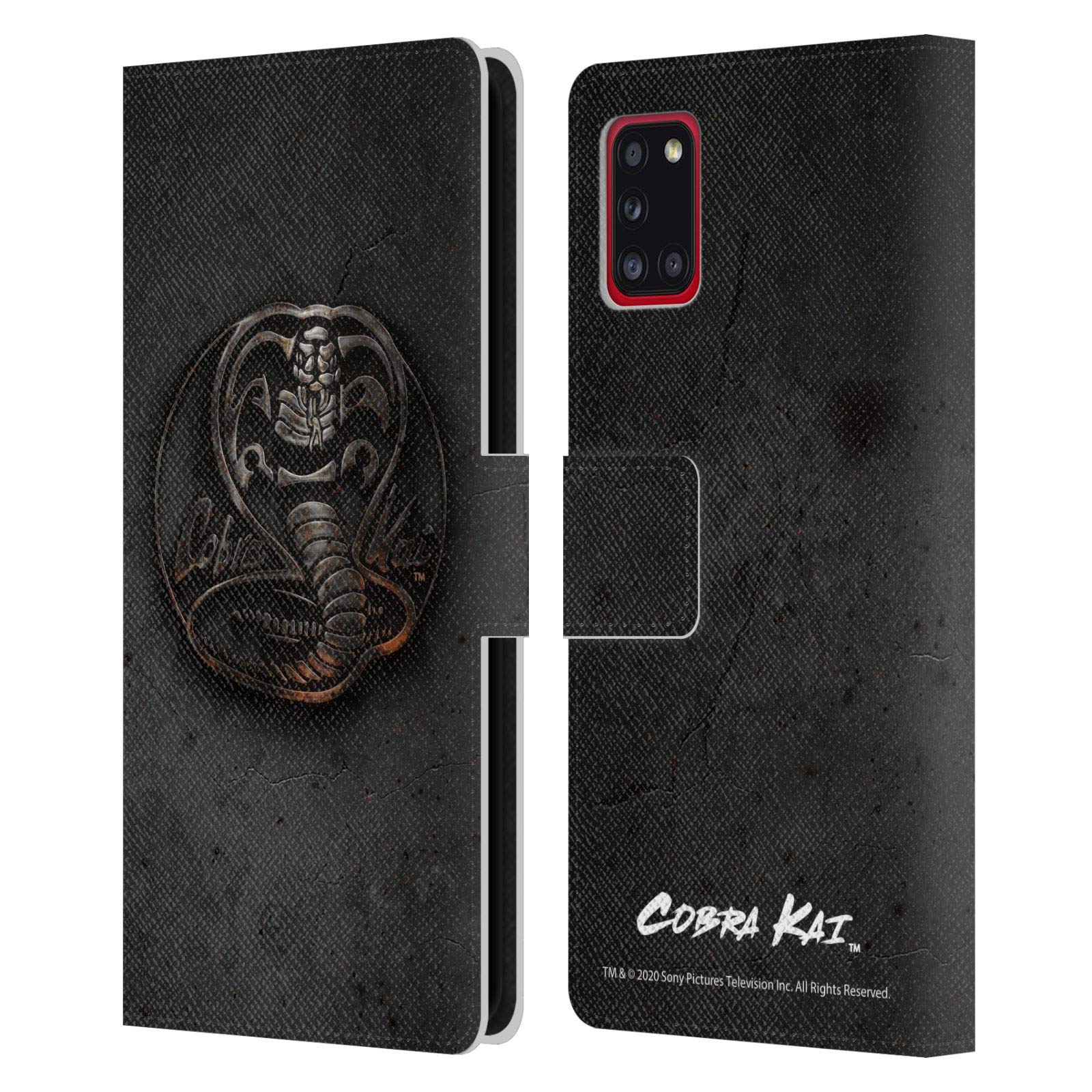 Head Case Designs Cobra Kai Metal Logo Leather Wallet Case for Samsung Galaxy A31 (2020) - Officially Licensed Protective Cover with Graphic Art for Phone, Perfect for Fans, Daily Use & Gift Giving