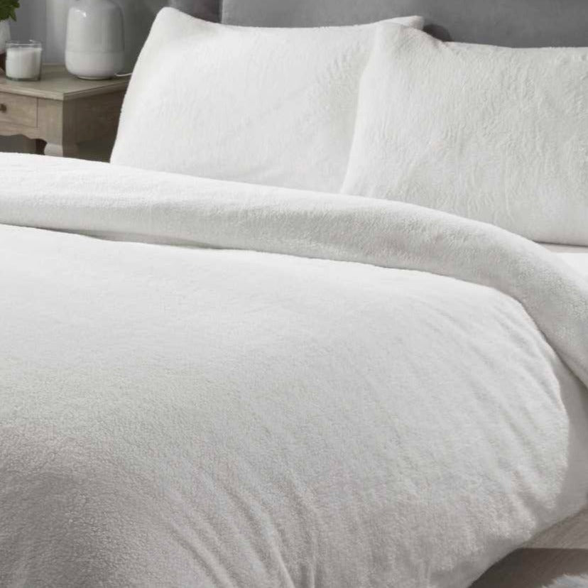 Sherpa Teddy Fleece Duvet Cover Set - Ultra Soft & Cozy Cream Bedding for Winter | Perfect for Bedroom Decor & Cold Weather Comfort