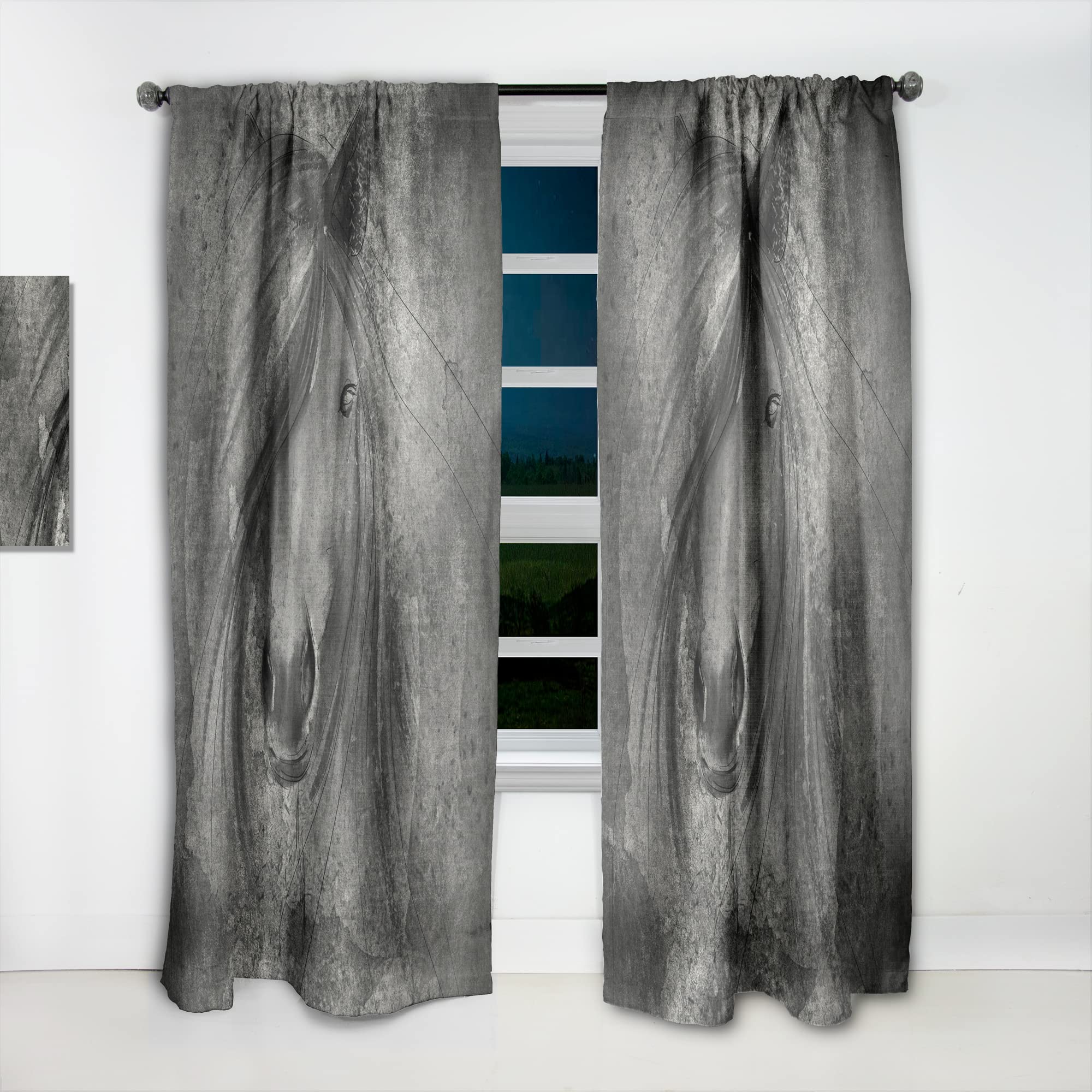 Farmhouse Horse IV Thermal Insulated Curtains - 52x120 Single Panel for Bedroom & Living Room - Blackout Drapes for Cozy Home Decor & Temperature Control
