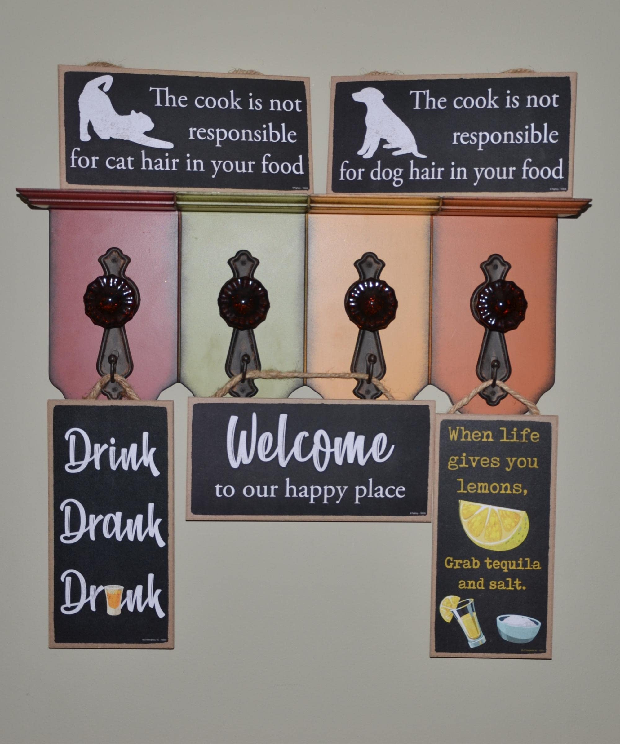Happy Place Wood Wall Sign - Rustic Home Decor for Living Room, 5x10
