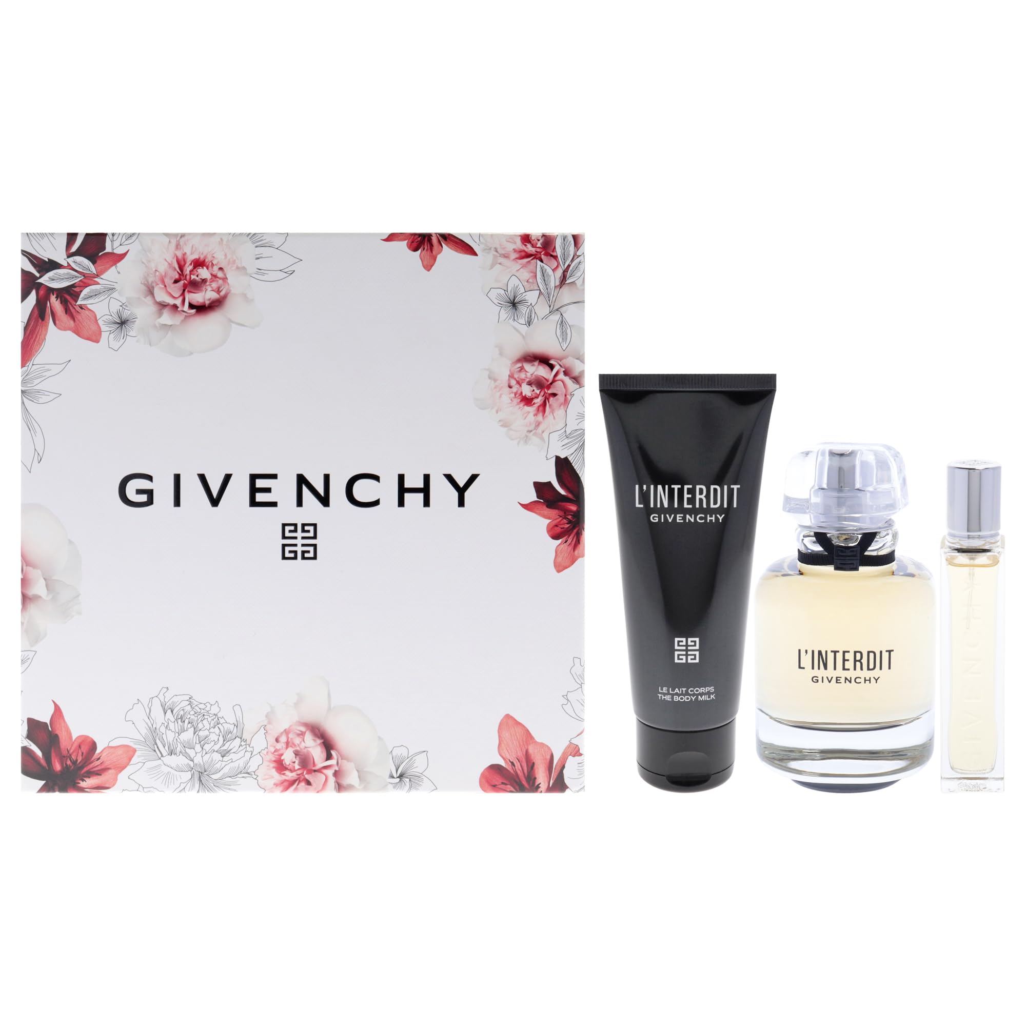 Givenchy L'Interdit Eau de Parfum Gift Set for Women - 3 Piece Luxury Perfume Set with 2.7oz & 0.42oz EDP Spray + 2.5oz Body Lotion | Perfect for Valentine's Day, Anniversary Gifts & Special Occasions