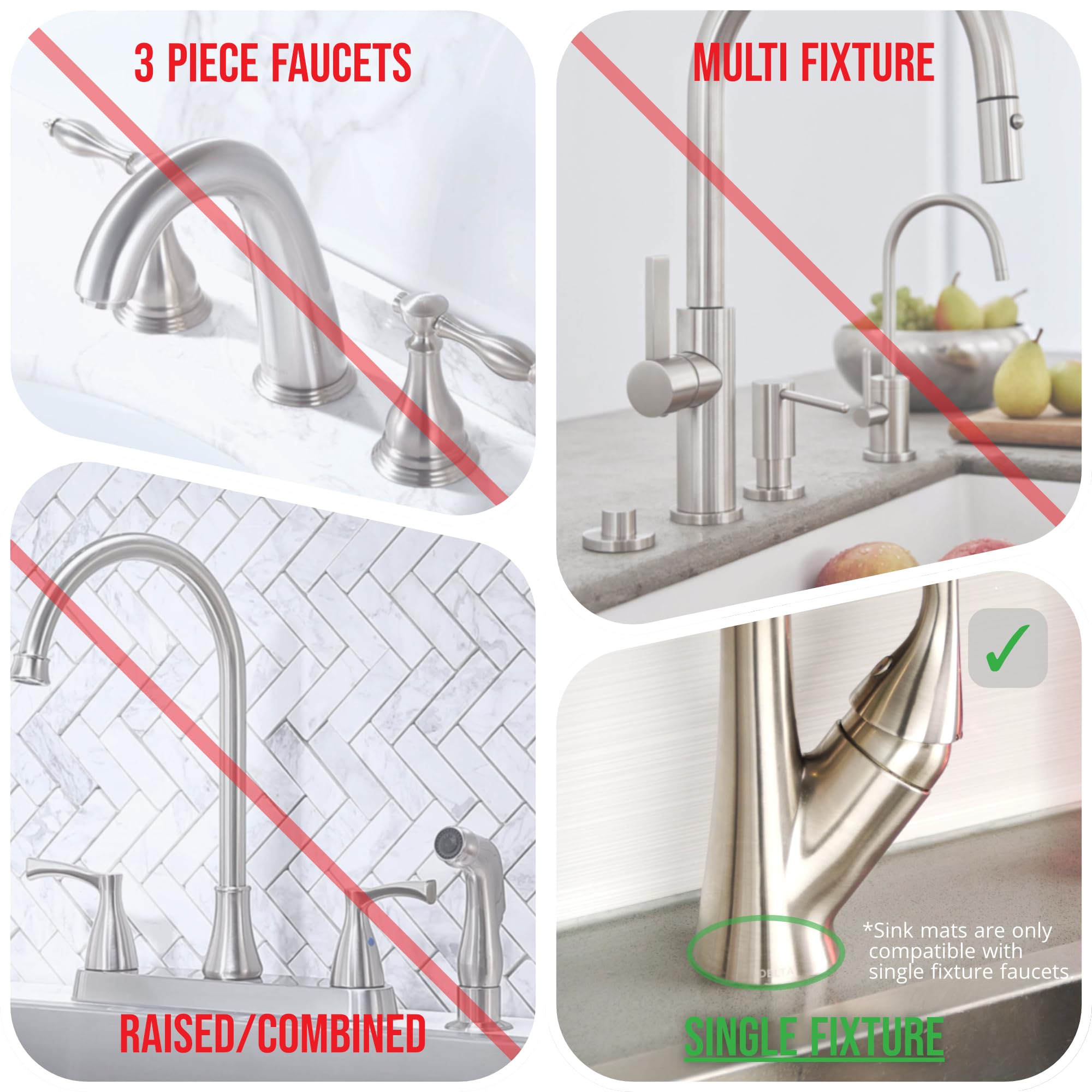 Ternal Silicone Faucet Handle Drip Catcher Tray Mat - Non-Slip Kitchen Sink Accessories, Dish Soap Sponge Holder & Drying Mat for Counter, Bathroom (Grey) | Perfect for Organizing Sink Area & Preventing Water Spills