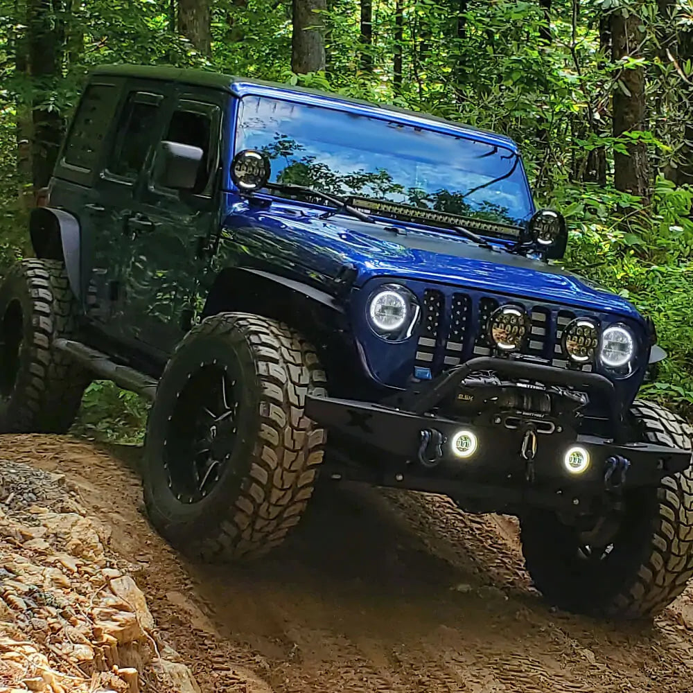 105W 7-Inch Round LED Spot Pods Light Bar with Adjustable Mounting Bracket - Waterproof Off-Road Driving Lights for Trucks, Jeeps, ATVs & UTVs - Perfect for Night Driving, Camping & Outdoor Adventures