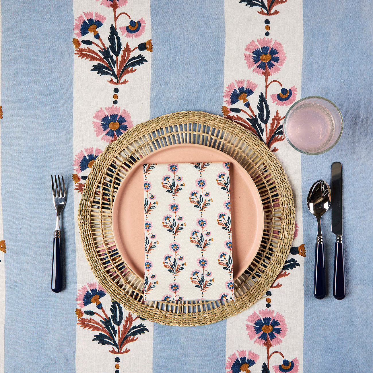 Dianthus Wide Stripe Rust Rose Tablecloth - Elegant Cotton Table Cover for Dining Room, Kitchen, Party & Outdoor Picnic Decor