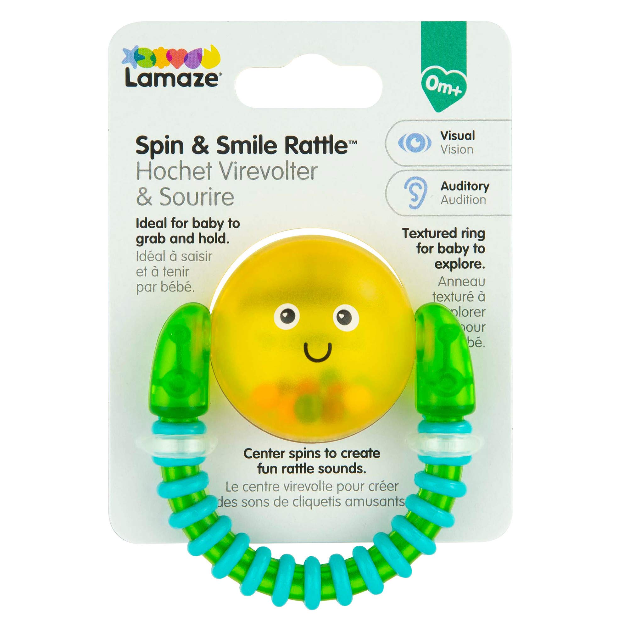 Lamaze Spin and Smile Rattle - Interactive Baby Toy for Sensory Development & Early Learning - Perfect for Tummy Time, Teething & Playtime Fun