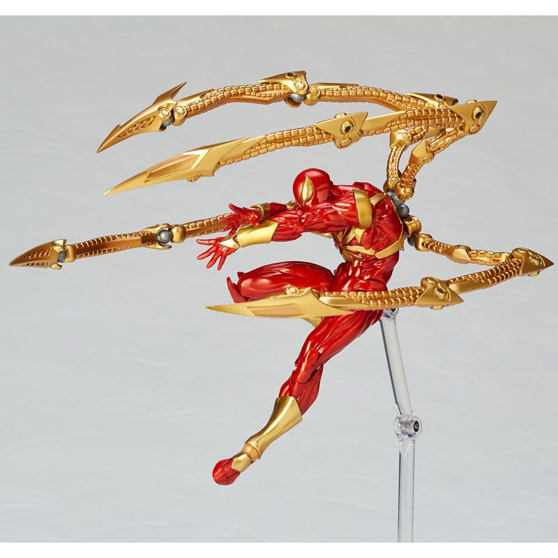 Amazing Yamaguchi Revoltech No. 023 Iron Spider Action Figure - Highly Articulated Marvel Spiderman Collectible (Reissue) for Display, Photography & Superhero Fans