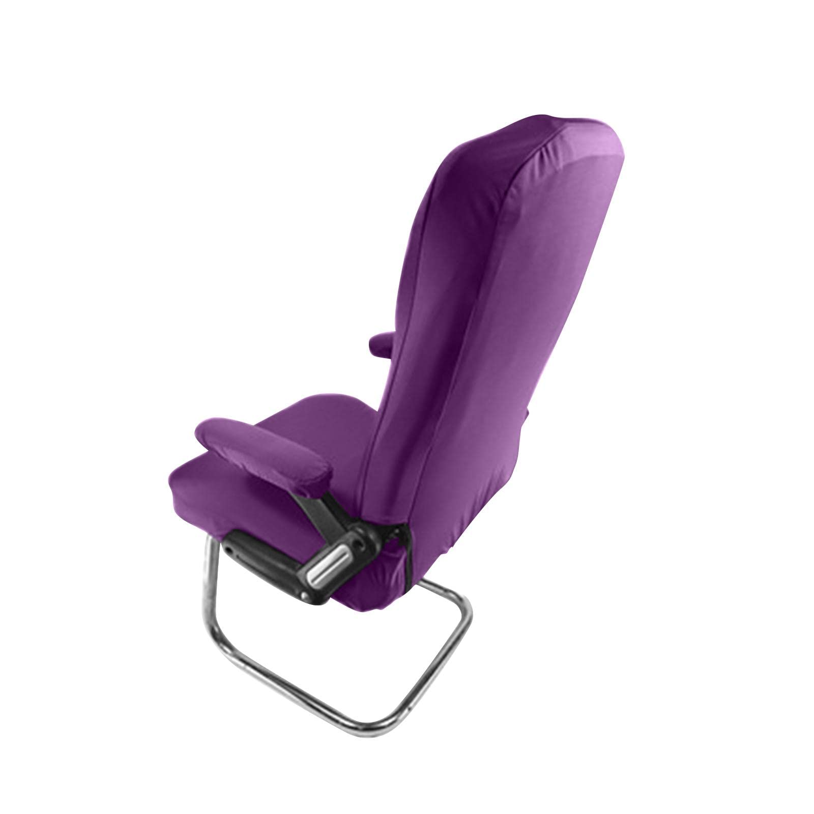 Stretchable Swivel Computer Chair Cover with Armrest Covers - Anti-Dirty Slipcover, Machine Washable Rotating Chair Protector for Home Office (Purple) - Perfect for Gaming, Working & Study Sessions