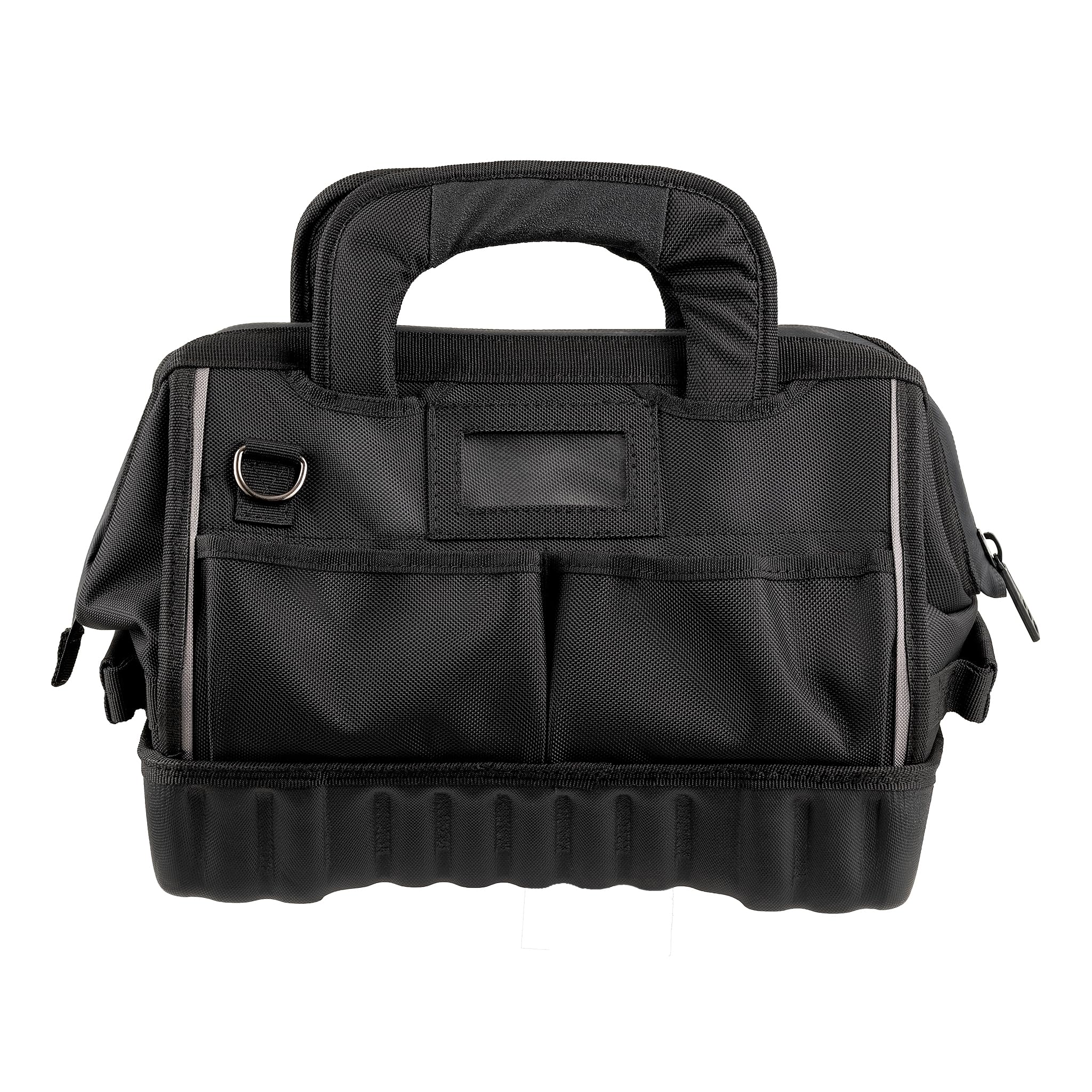 Bucket Boss 14 HV Pro Tool Bag - Professional Series (65114-HV) Grey & Black 14 Inch Heavy Duty Tool Organizer for Electricians, Contractors & DIY Home Improvement Projects