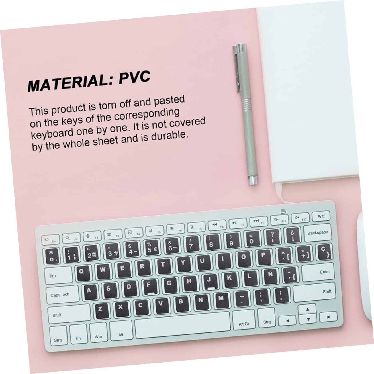 5-Pack Keyboard Stickers - English Alphabet Letter Labels for Laptop & Computer Keyboards - Durable Keyboard Skin Replacement for Typing & Coding (Black/White) - Perfect for Office, School & Gaming Setups