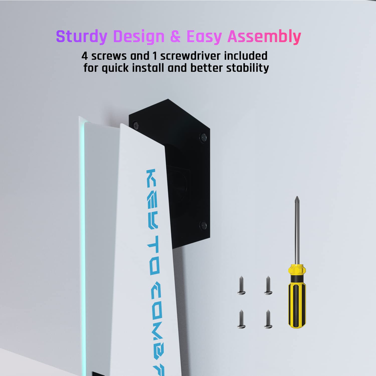Ergonomic White Computer Monitor Stand with RGB Lighting - Adjustable Tilt (-5° to +20°), 100×100mm VESA Mount Compatible for Gaming & Office Monitors - Perfect for OLED Screens, Workstations & Home Desks
