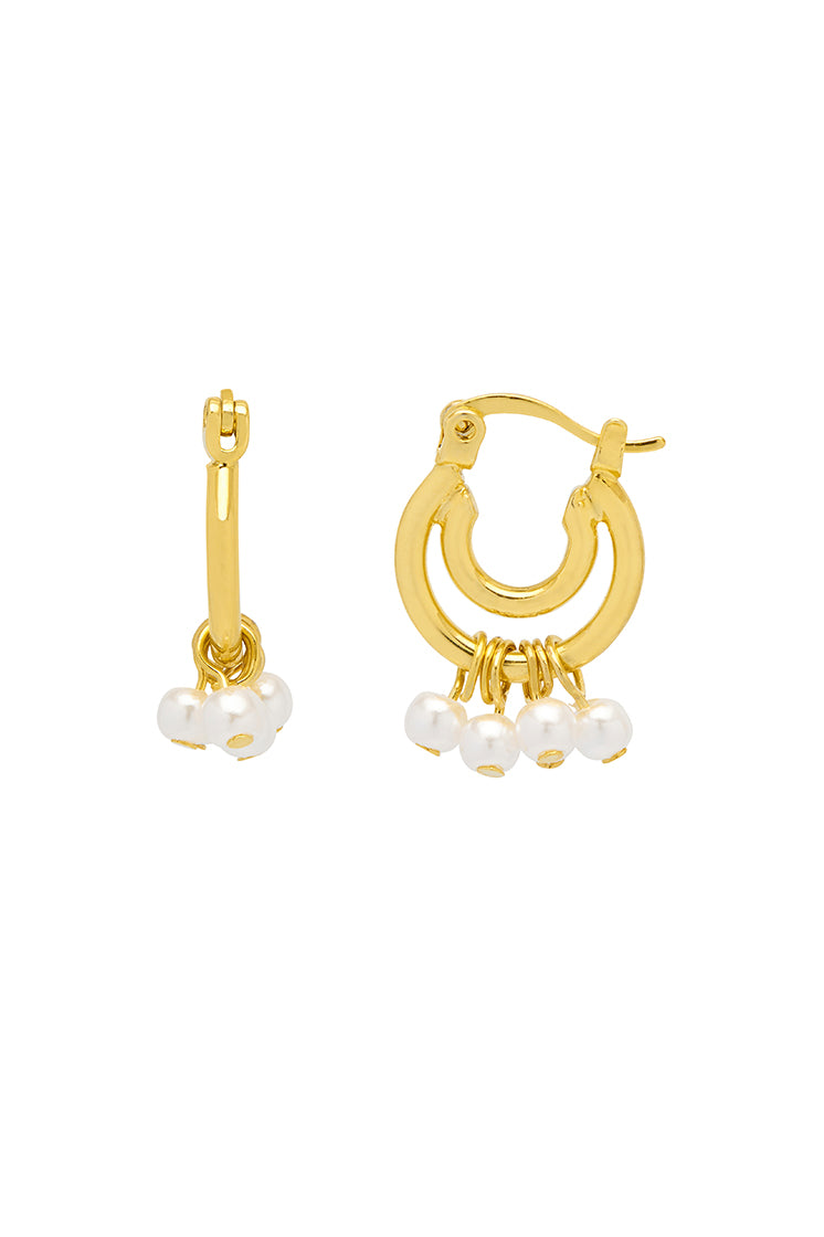 Elegant Pearl Double Hoop Earrings for Women - 925 Sterling Silver Fashion Jewelry - Perfect for Weddings, Parties & Everyday Wear