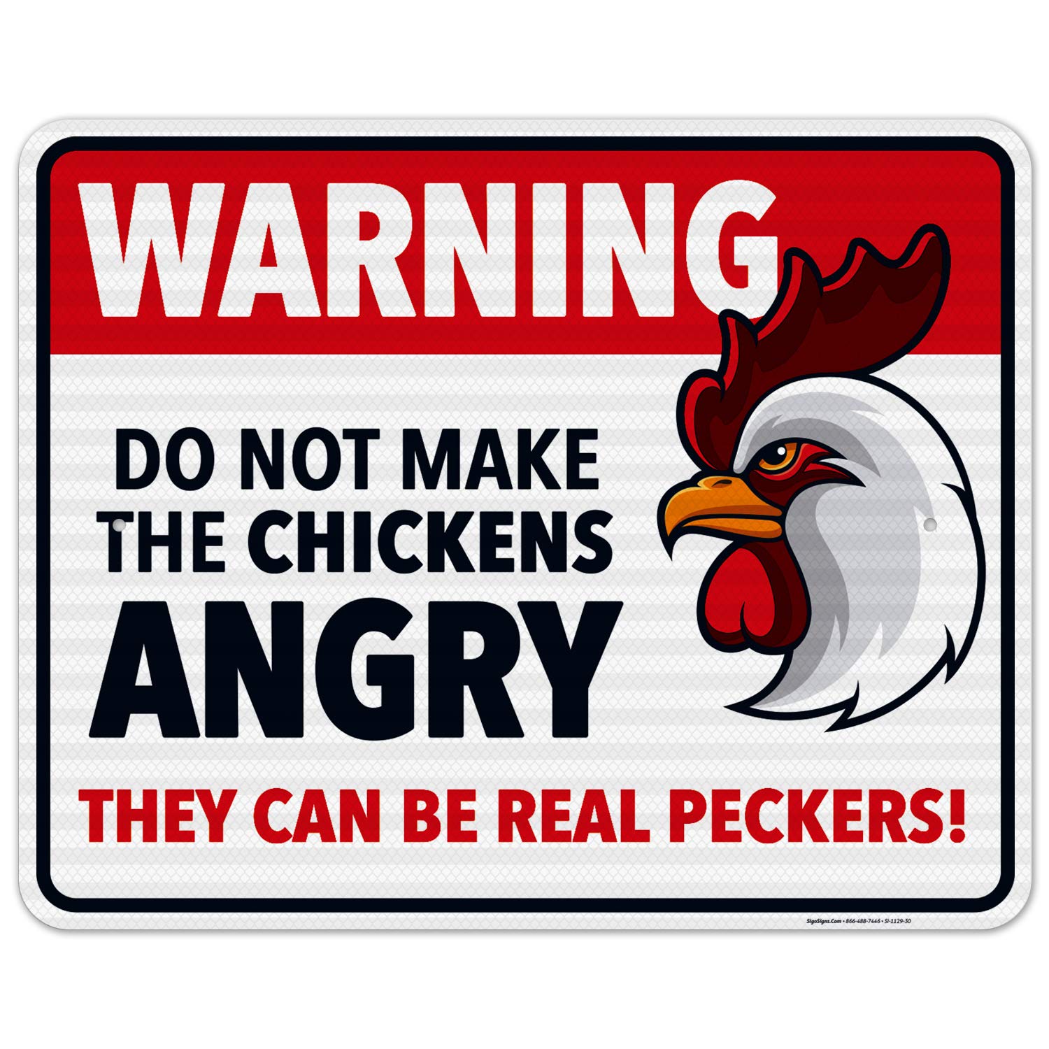 Funny Chicken Coop Warning Sign - 'Do Not Make The Chickens Angry' - 24x30 Inch Reflective Aluminum Farm Decor - 3M EGP Coated .080