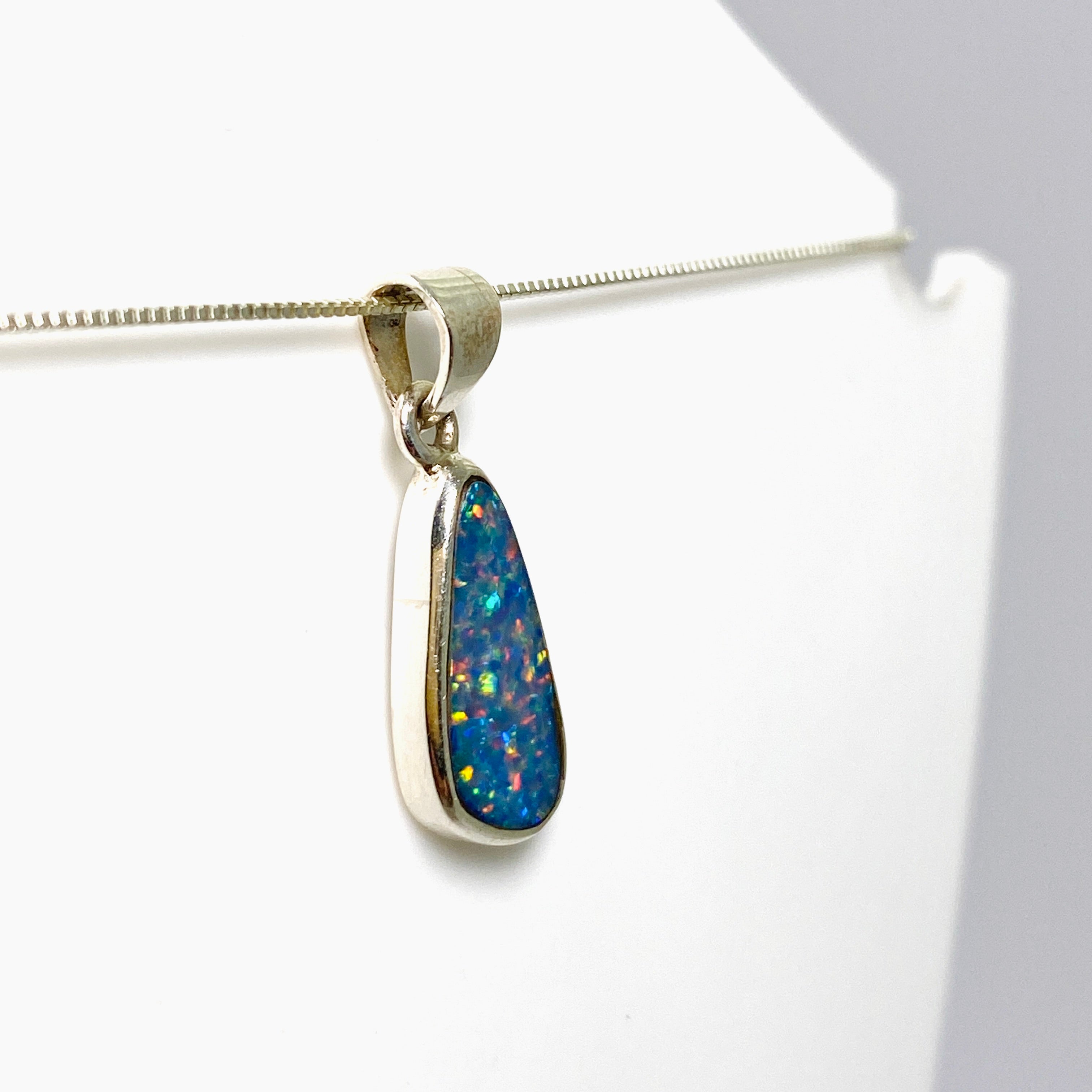 Natural Opal Doublet Freeform Cabochon Pendant - Genuine Lightning Ridge Australian Opal Jewelry PPGJ1002 | Handmade Necklace for Women, Gift for Her, Birthday & Anniversary Present