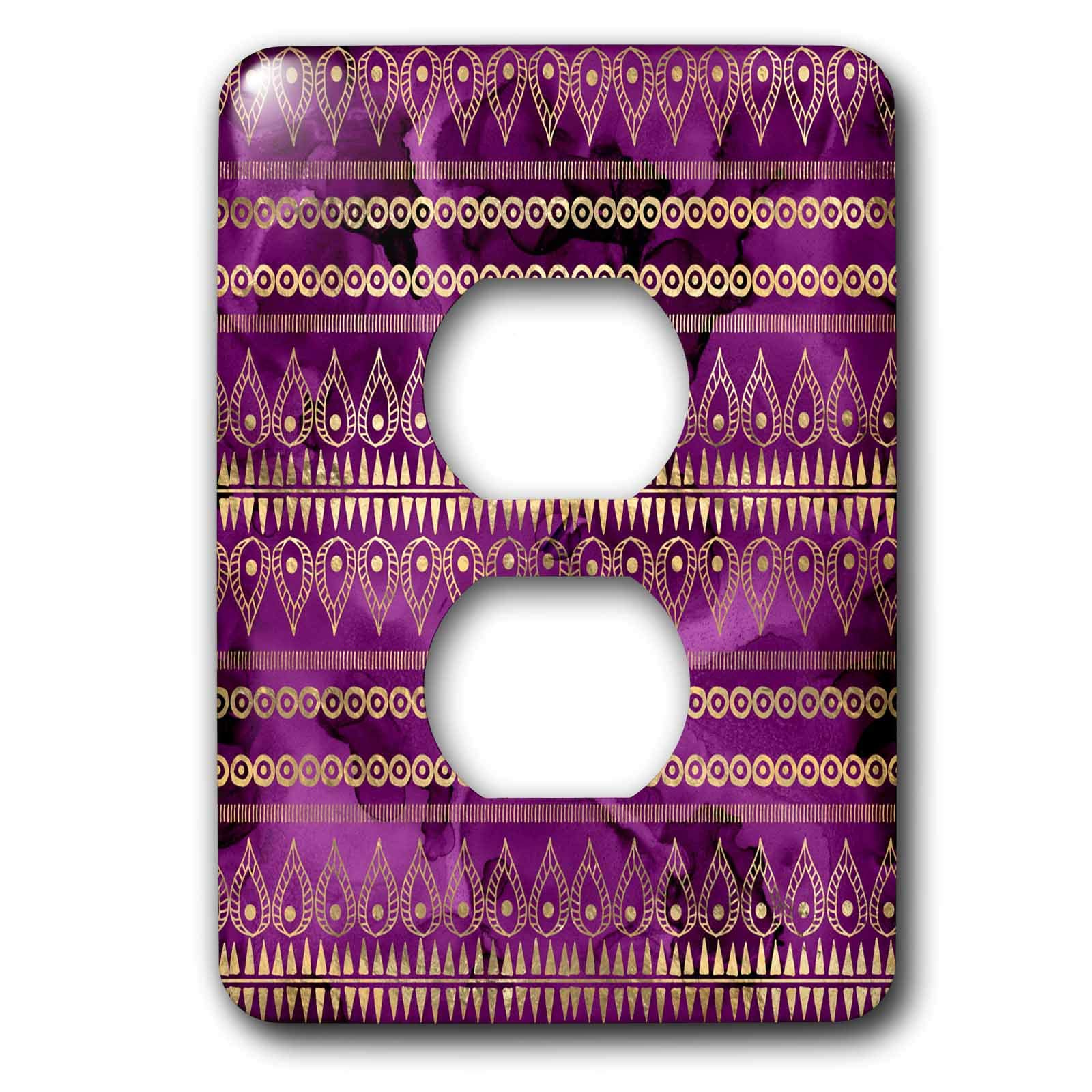 3D Rose Purple Watercolor Gold Boho Light Switch Cover - Decorative Wall Plate for Bedroom, Living Room, Bathroom - Single Toggle Size (lsp_342759_6)