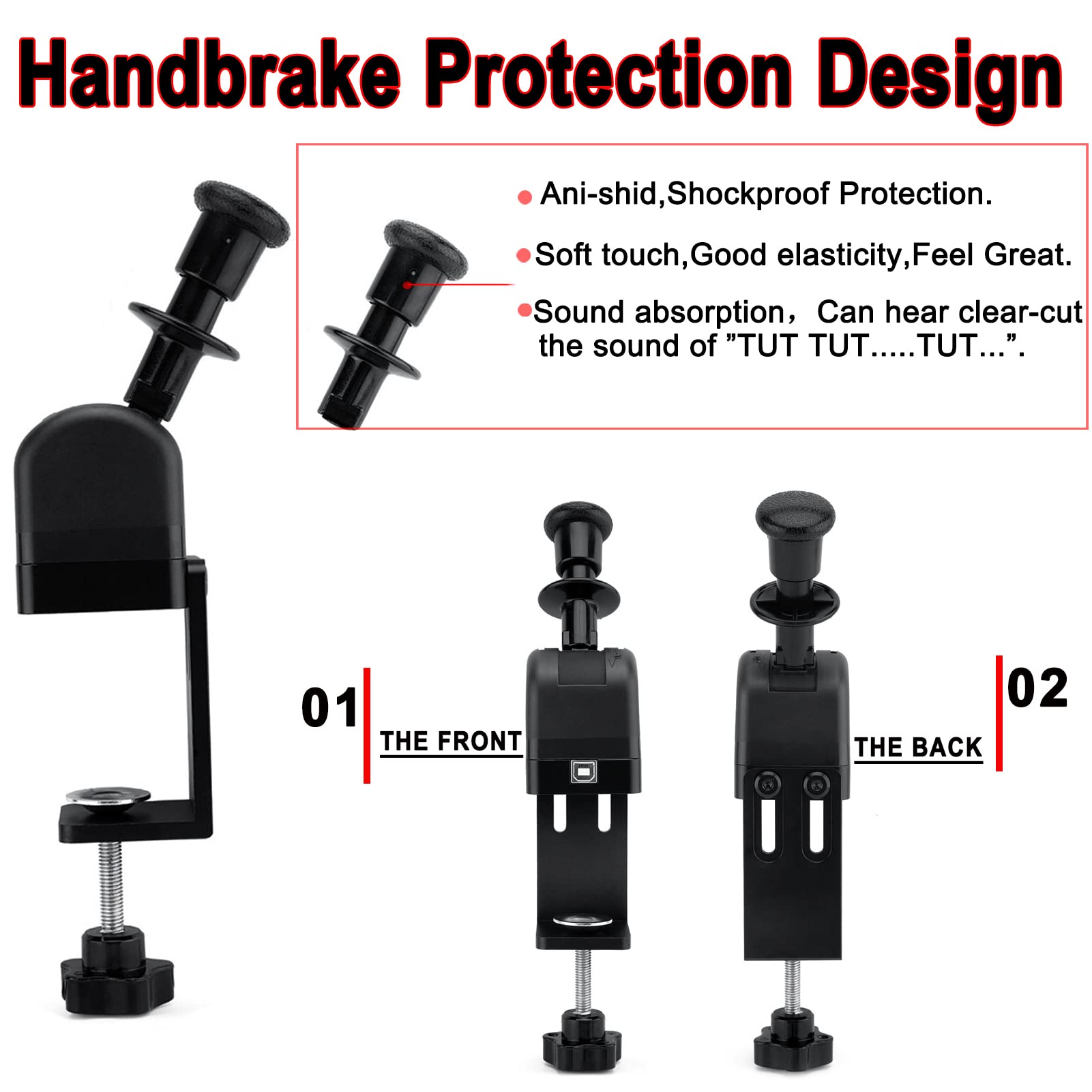 Obokidly USB Sim Racing Hand Brake - PC Truck Handbrake for ETS2 Euro Truck Simulator 2 | Compatible with Logitech G27/G29/G920/G923 & Thrustmaster T300RS/GT | Perfect for Drifting, Rally & Sim Racing Games | Durable Clamp Design for Realistic Driving Experience