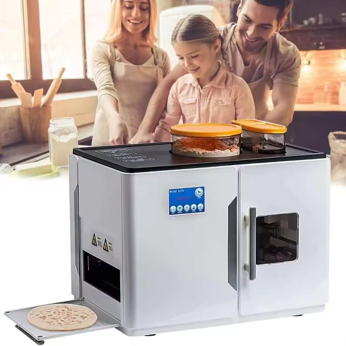 Fully Automatic Roti Maker Machine - Electric Chapati Tortilla Pancake Maker with Intelligent Touch Screen, 20 Pcs/Batch for Chapati, Flour Tortilla, Dosa, Tawa - Perfect for Home Kitchens & Indian Restaurants