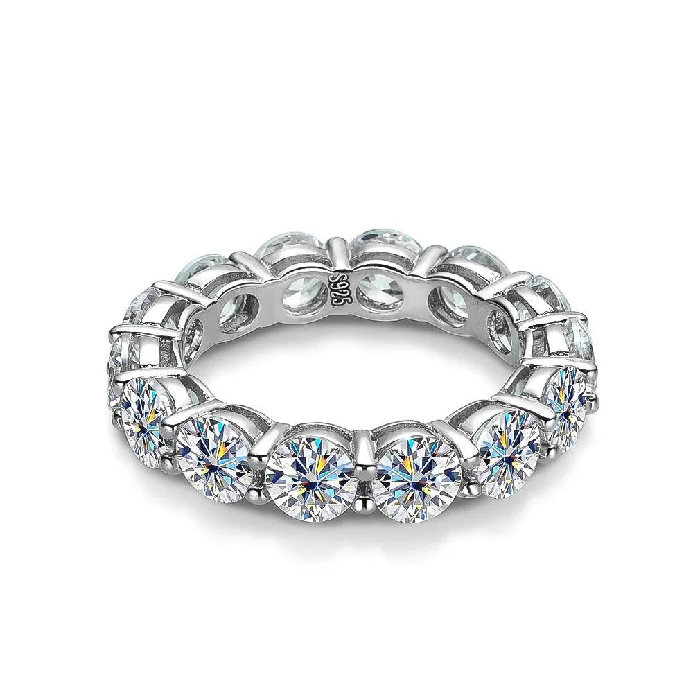 5mm 7ct D Color Moissanite Ring - 925 Silver Plated with White Gold Wedding Band, Eternity Band, Engagement Ring for Women | Perfect for Proposals, Anniversaries & Special Occasions