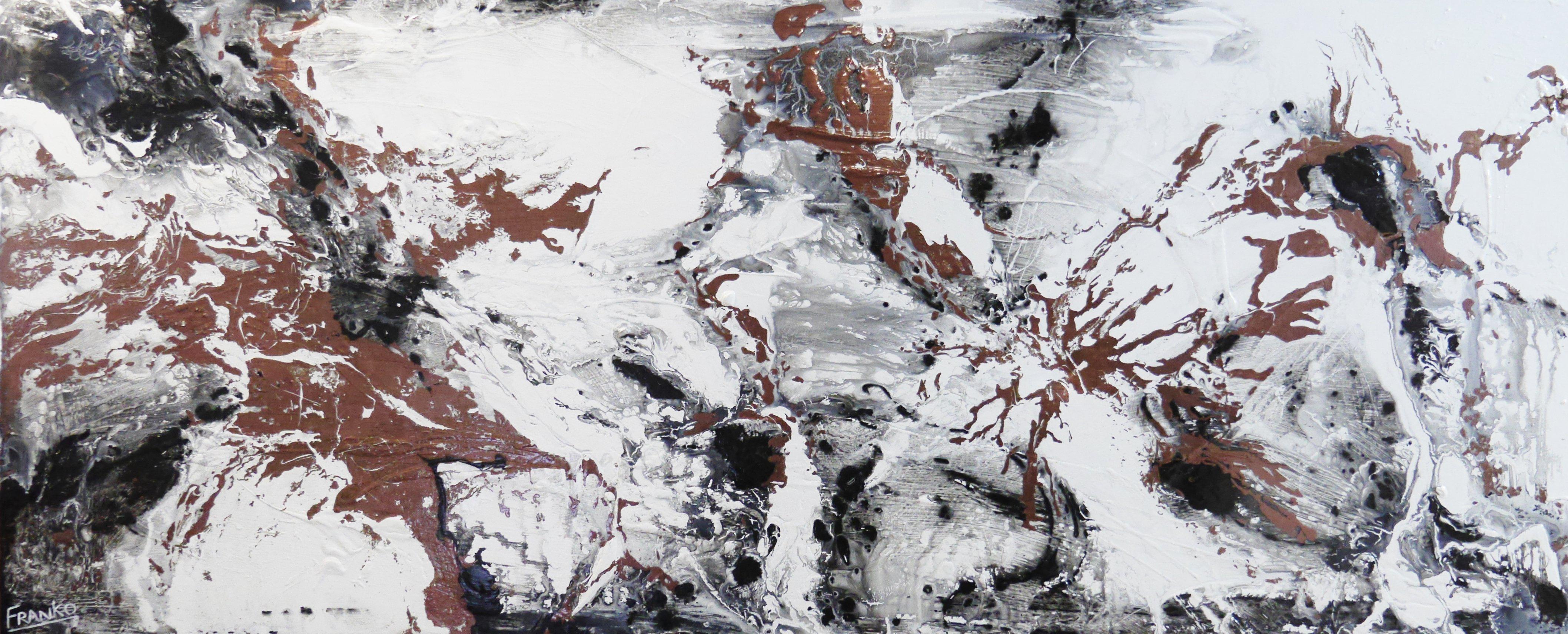 240cm x 100cm Copper White Abstract Painting - Modern Infused Copper Artwork for Living Room, Bedroom & Office Decor
