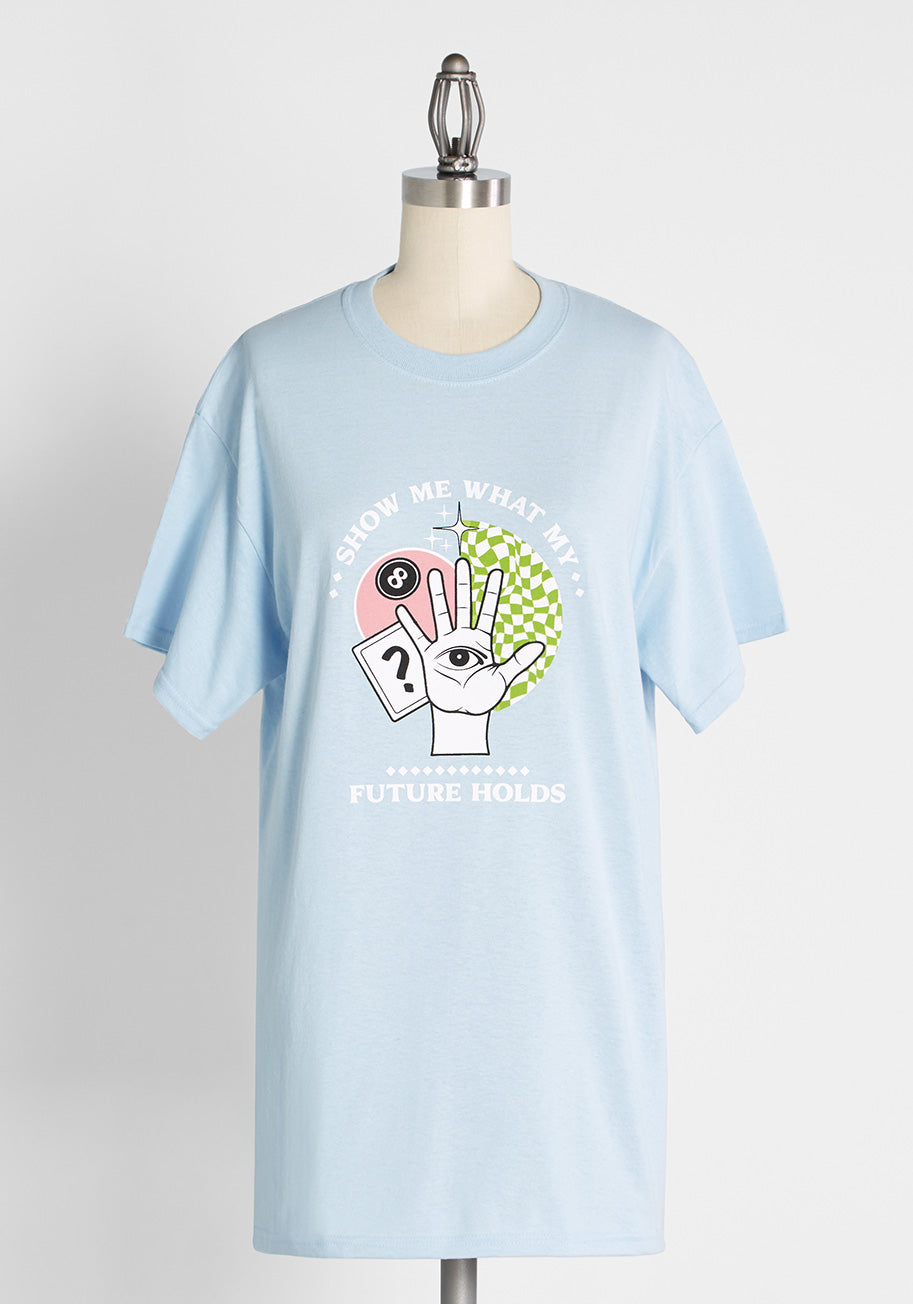 Show Me My Fortune Graphic Tee - Funny Fortune Telling T-Shirt for Men & Women - Perfect for Parties, Halloween & Tarot Lovers