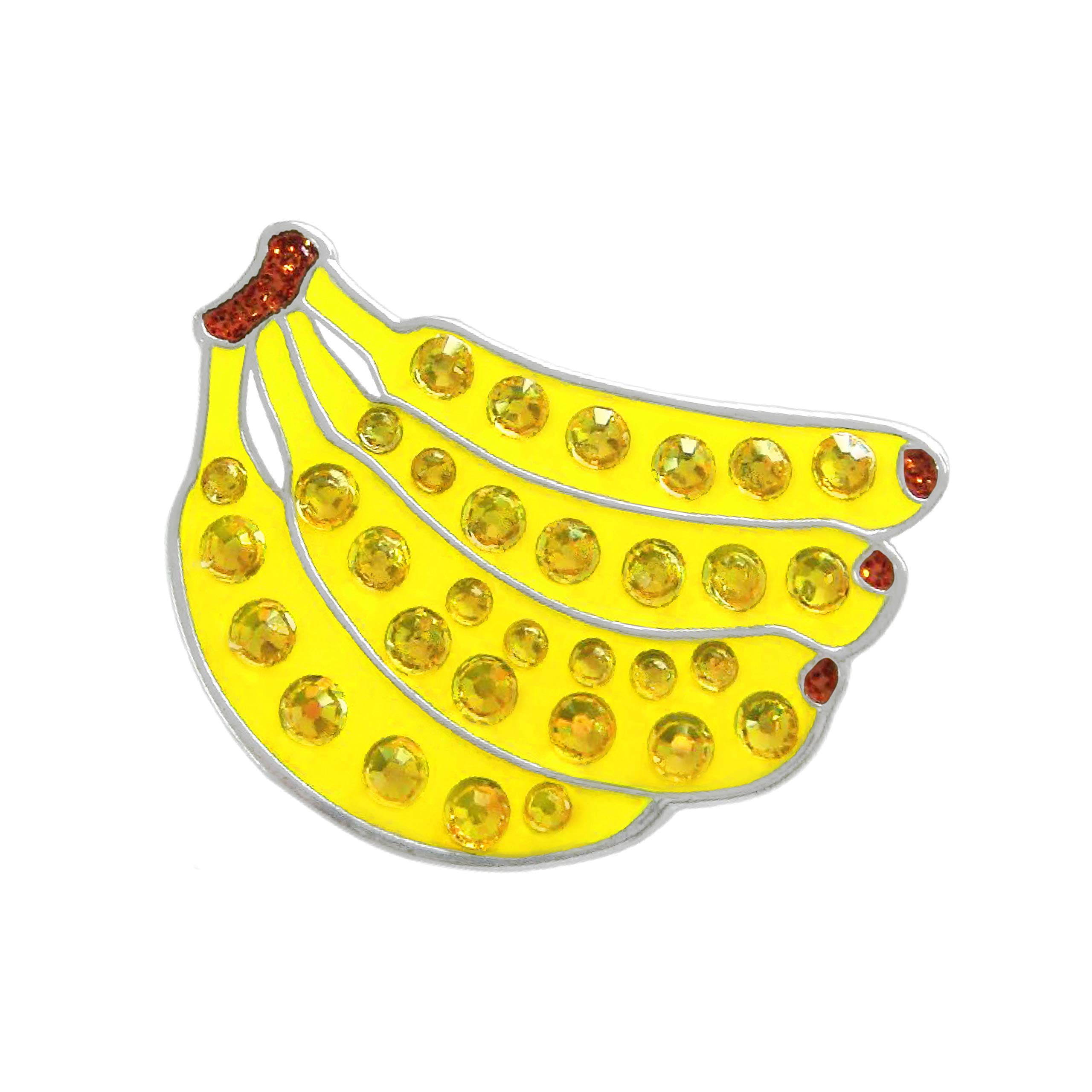 Premium Swarovski Crystal Golf Ball Marker Set - Cherry, Banana, Strawberry & Apple Designs with Magnetic Hat Visor Clip | Perfect for Golf Tournaments, Gifts & Fashion Accessories