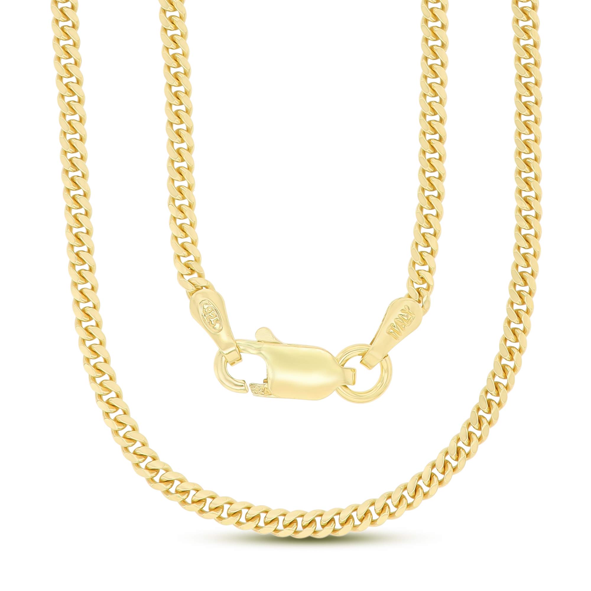 14K Gold or Rhodium Plated Silver Miami Cuban Chain Necklace for Men | 1mm-13mm Thickness | Solid 925 Sterling Silver Italian Link Chain | Gift for Him, Birthday, Anniversary | Perfect for Hip-Hop Style, Streetwear Fashion