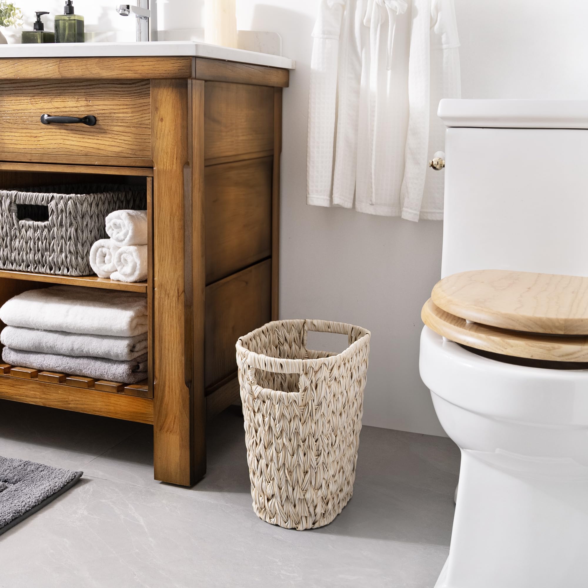 GRANNY SAYS Waterproof Wicker Trash Can - 19L/5 Gallon Boho Decorative Waste Basket for Bathroom, Bedroom & Office - Perfect for Home Decor & Small Space Organization