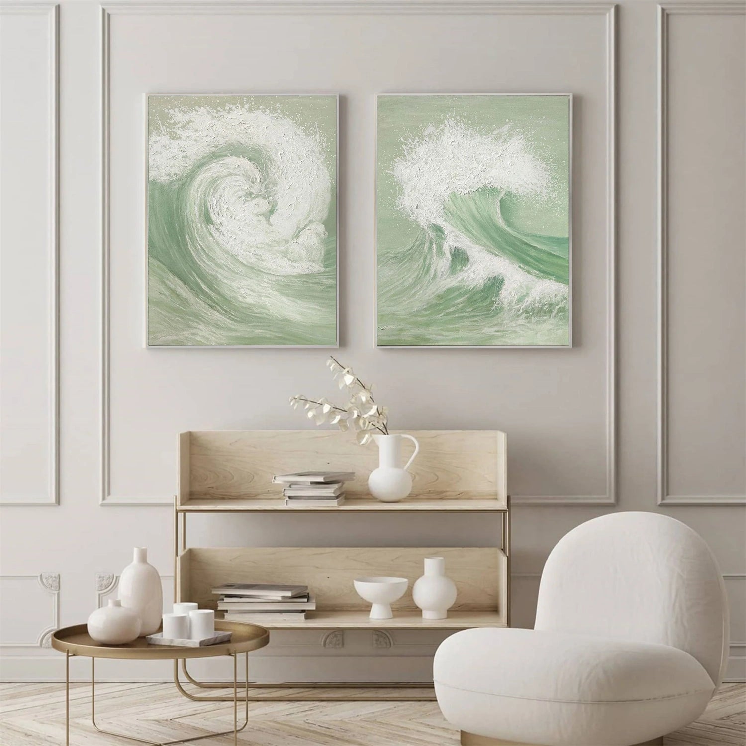 Ocean and Sky Painting Set of 2 - Modern Coastal Wall Art for Living Room & Bedroom Decor - Handmade Canvas Prints for Beach House & Home Office