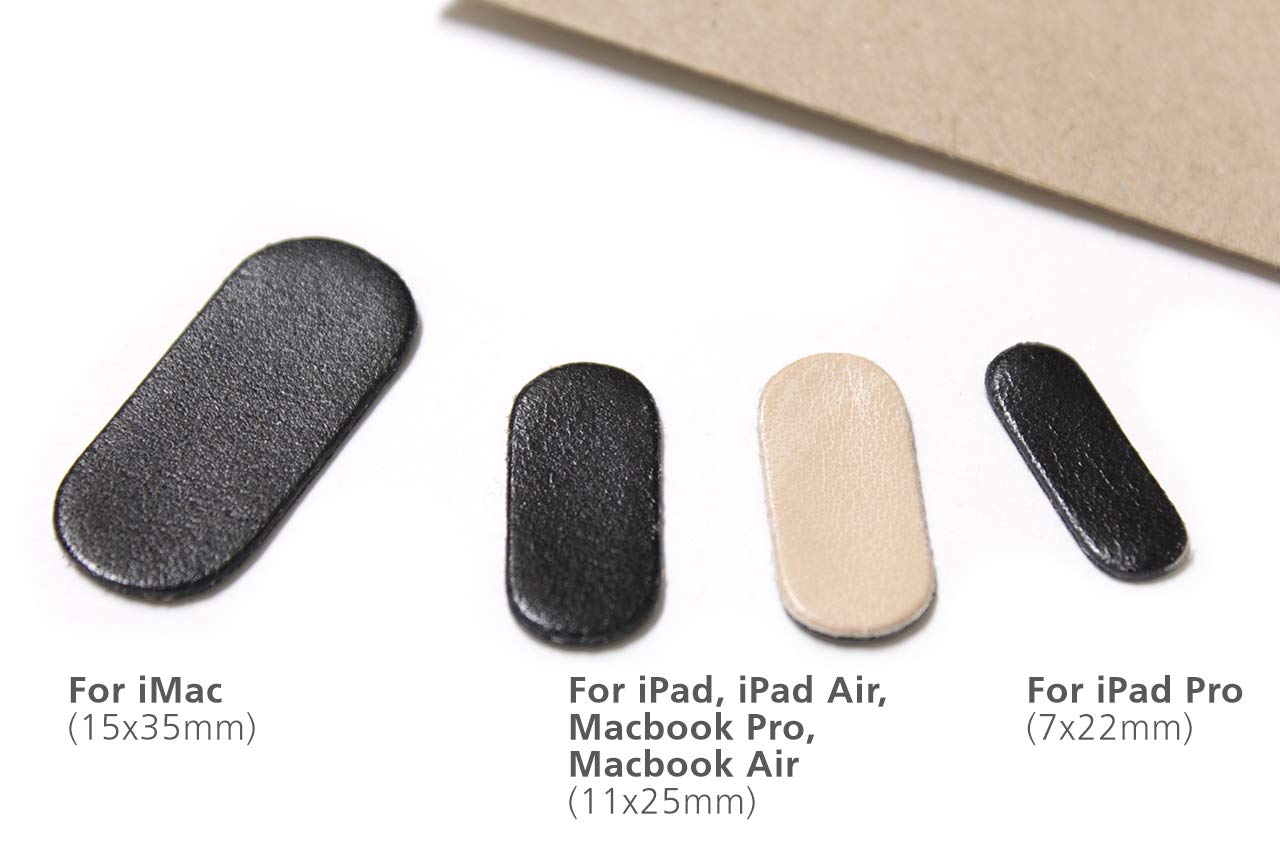 Premium Webcam Cover for iPad, MacBook, iMac - Ultra Thin & Stylish Privacy Protector | German-Made Vegetable Tanned Leather with Vacuum Film | 4-Pack in Black & White | Perfect for Home Office, Online Meetings & Privacy Protection