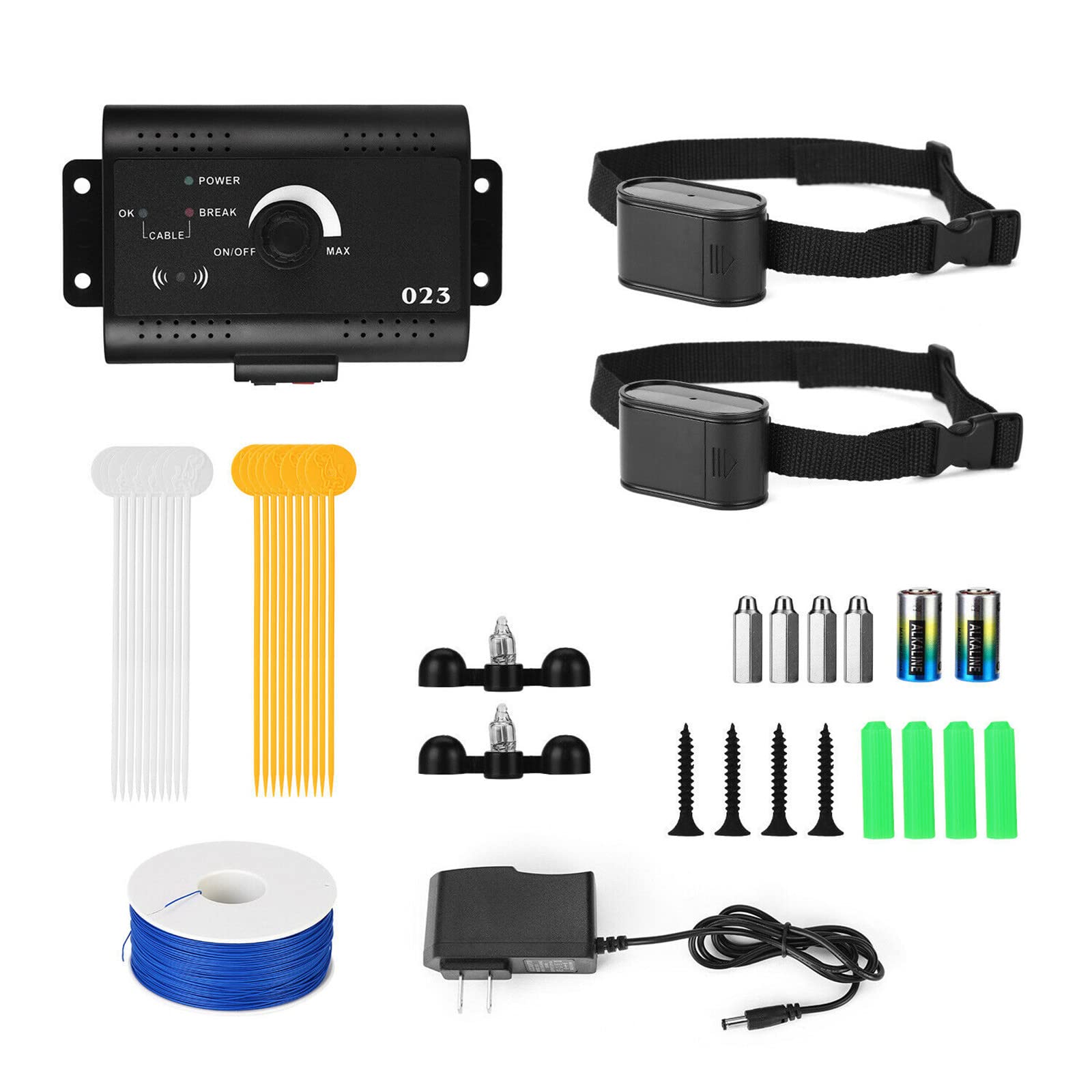 Electric Dog Fence System - Waterproof Collar Receivers with Shock/Tone Correction | 984Ft Underground Boundary Wire for Small, Medium & Large Dogs | Contains 2 Collars | Perfect for Backyard Pet Containment & Training