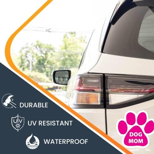 Dog Mom Pink Pawprint Magnet Decal - 5 Inch Heavy Duty Car Magnet for Vehicles - Perfect for Cars, Trucks & SUVs - Show Your Love for Dogs - Great Gift for Pet Lovers | Use on Fridge, Lockers, Office & Metal Surfaces