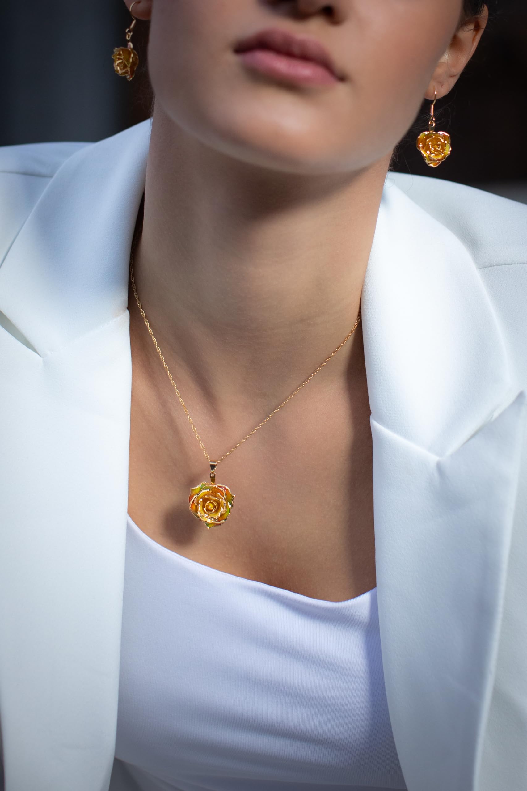 24K Gold Dipped Eternal Rose Necklace - Real Preserved Flower Jewelry for Women, Anniversary Gift, Valentine's Day Present, Wedding Proposal Keepsake - Perfect for Romantic Occasions & Special Moments