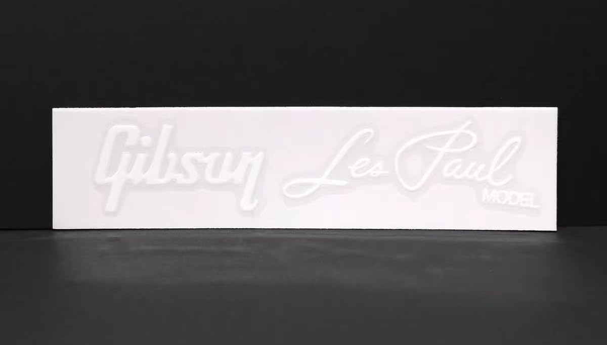 2PCS Gibson Les Paul Logo Water Transfer Stickers - DIY Electric Guitar Decals - Removable White Film for Guitar Customization & Repair - Perfect for Guitar Upgrades, Mods and Personalization Projects