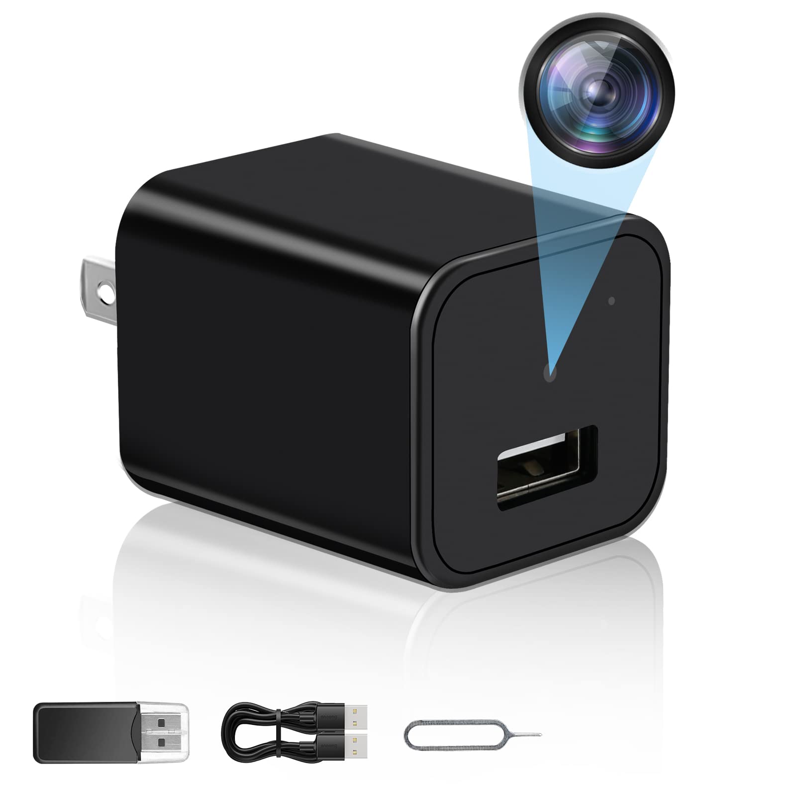 UYIKOO Hidden Spy Camera Wireless - Full HD 1080P Indoor Security Camera with Motion Detection, USB Charger, No WiFi Needed | Ideal for Home Surveillance, Nanny Monitoring & Office Security
