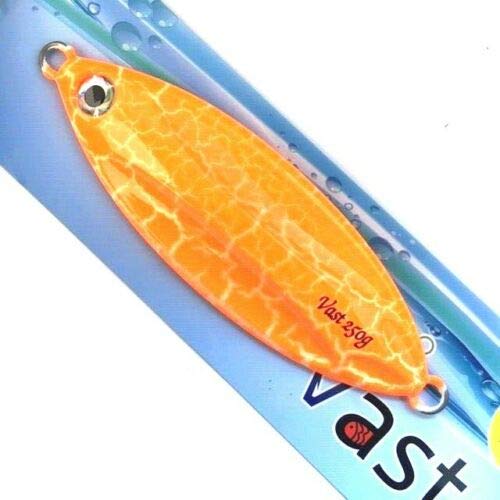 Vast Fall Jigs Slow Flat Jig Deep Saltwater Jigging Lure - Orange Fissile Glow 250g for Offshore Fishing | Perfect for Deep Sea Tuna, Grouper & Snapper Fishing